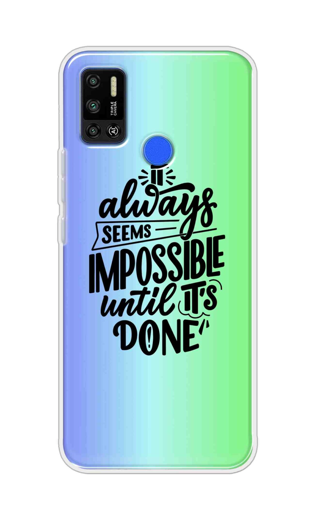 Coberta Back Cover For Tecno Spark 6 Air Back Cover Stylish Case - It Always Seems Impossible Until Its Done in Green and Blue Design D16502