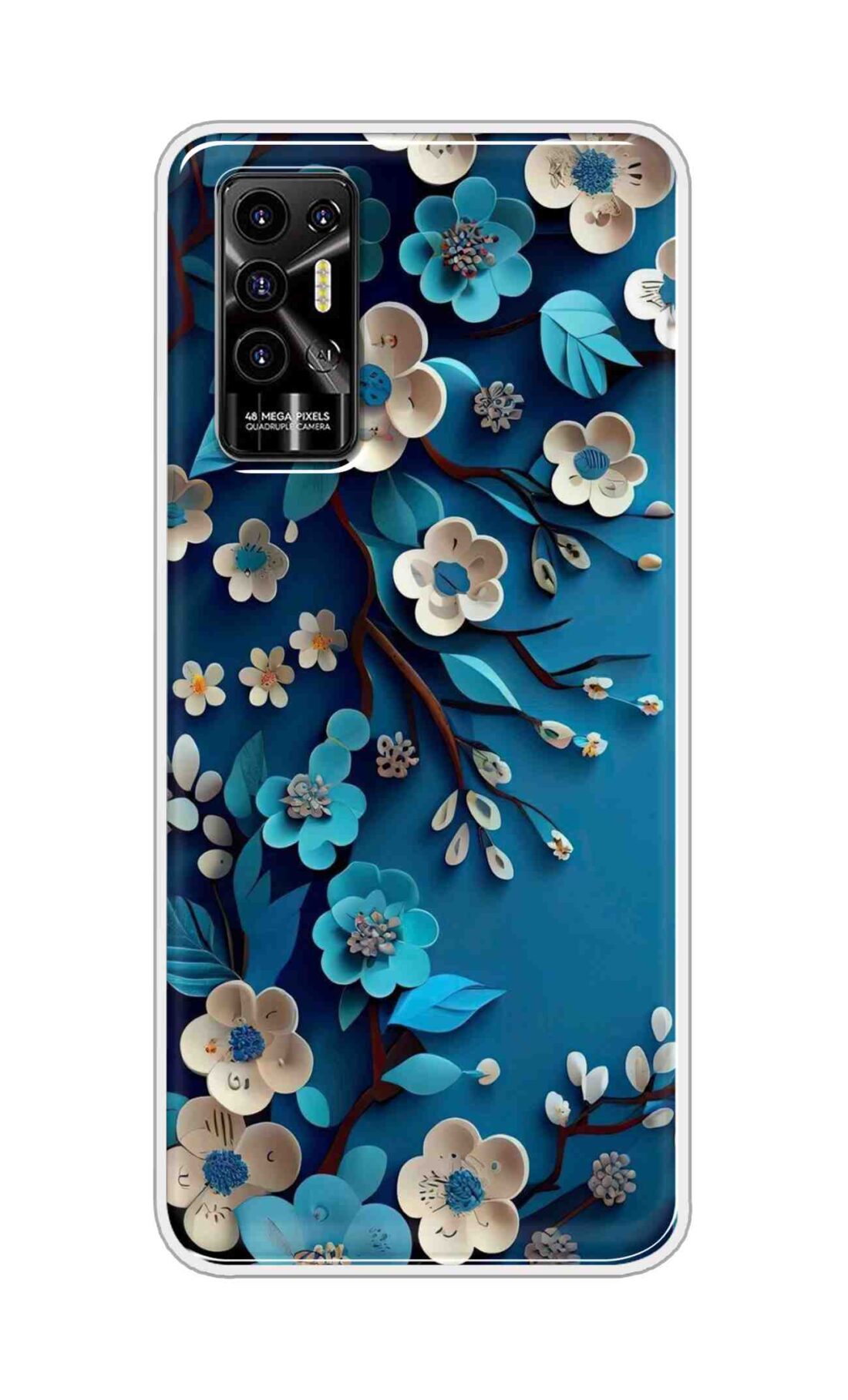 Coberta Back Cover For Tecno Pova 2 Back Cover Stylish Case - Blue and White Flowers Design D16551