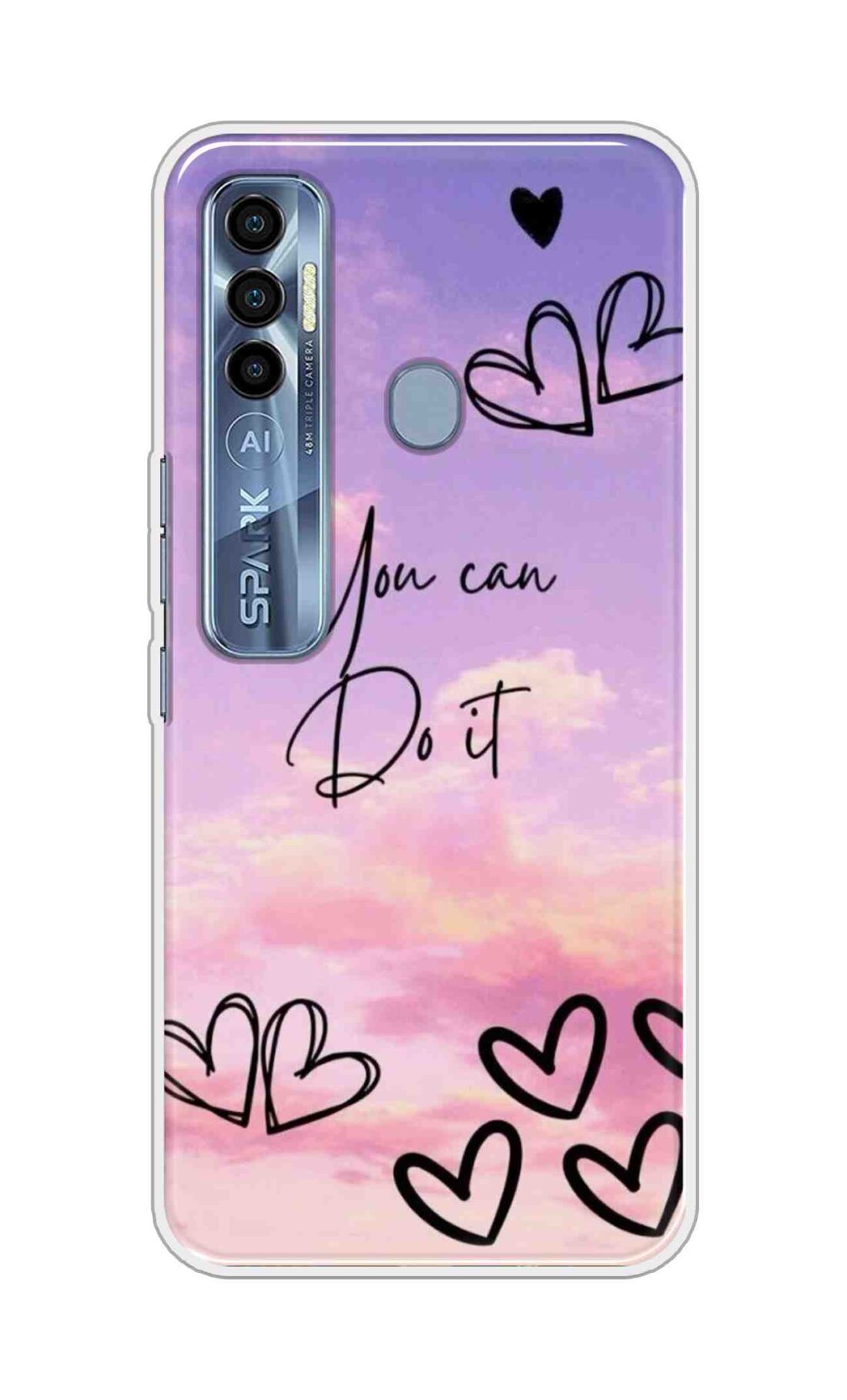 Coberta Back Cover For Tecno Spark 7 Pro Back Cover Stylish Case - You Can Do It and Hearts Design D16539
