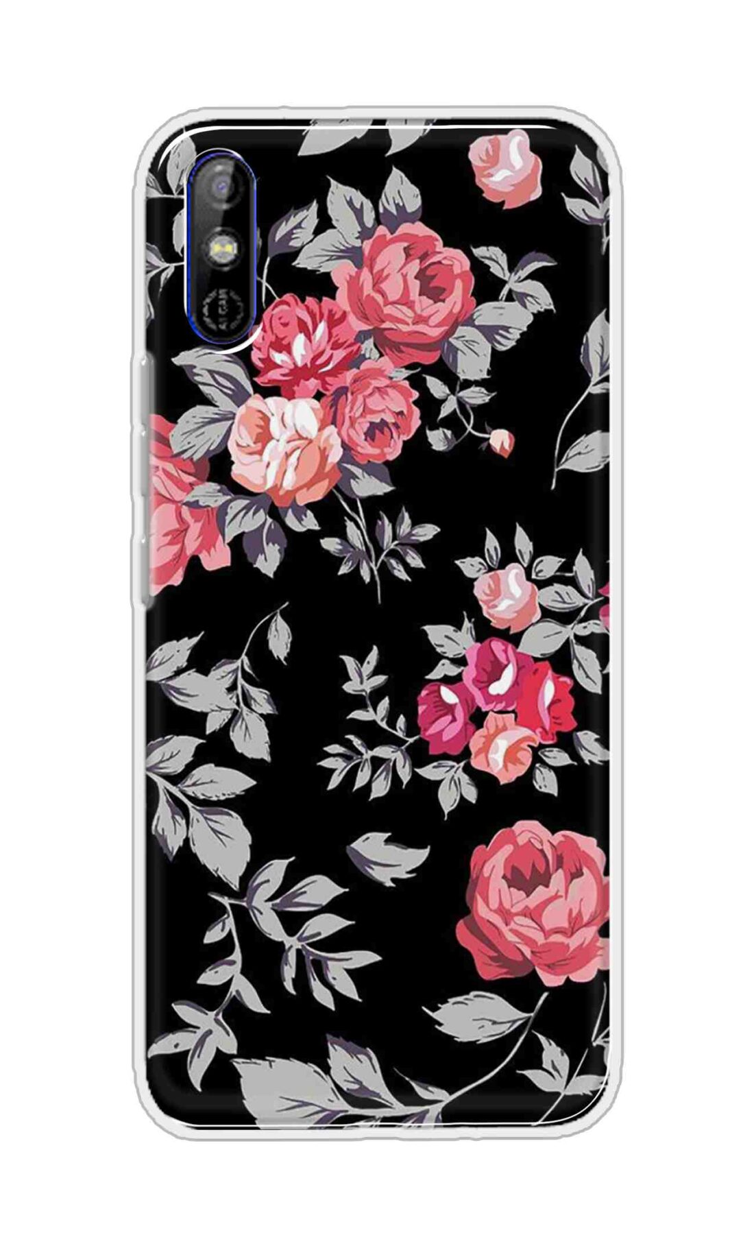 Coberta Back Cover For Tecno Spark Go Back Cover Stylish Case - Pink Flowers and Grey Leaves Design D11556