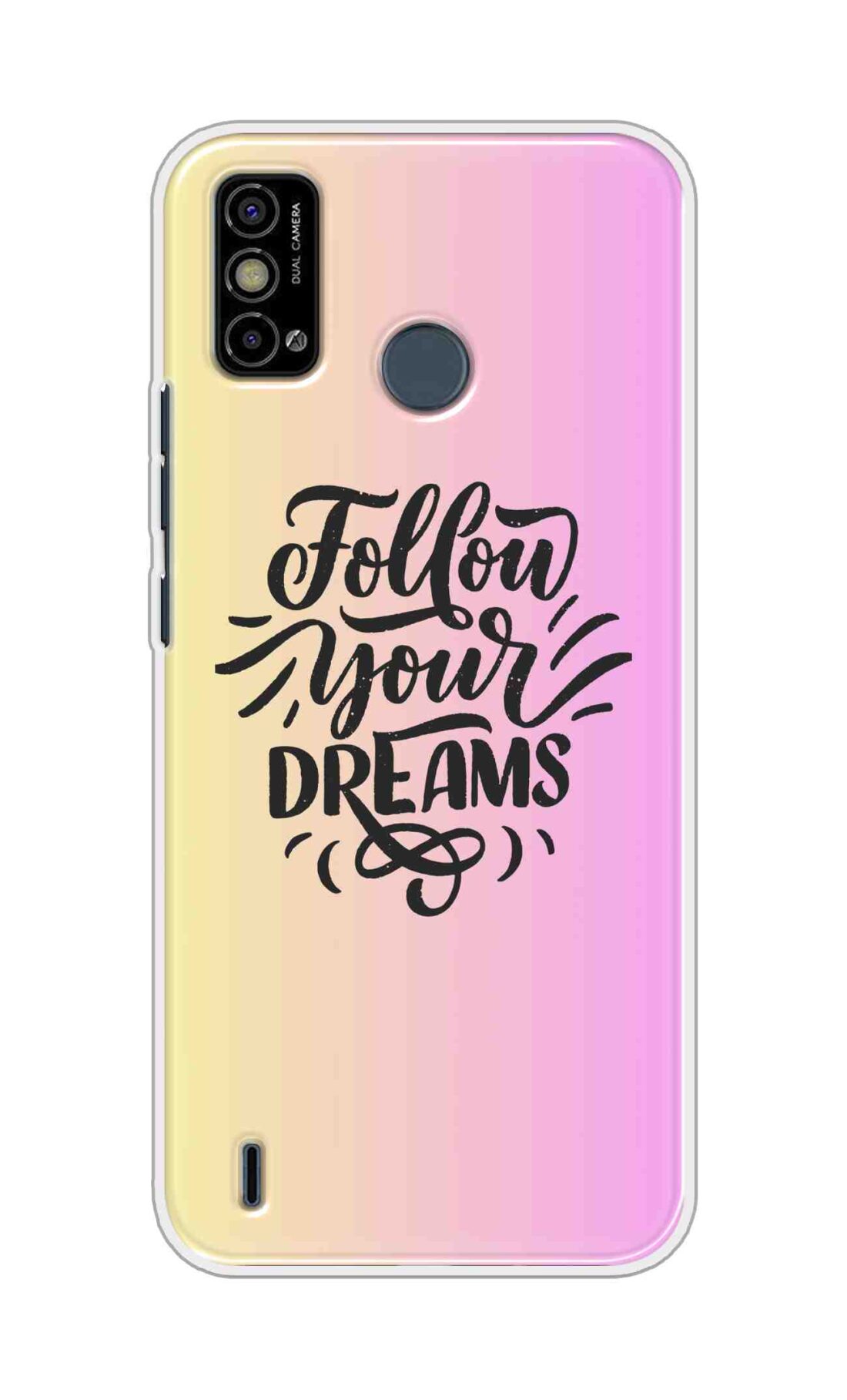 Coberta Back Cover For Tecno Spark Go 2021 Back Cover Stylish Case - Follow Your Dreams In Pink And Yellow Design D16499