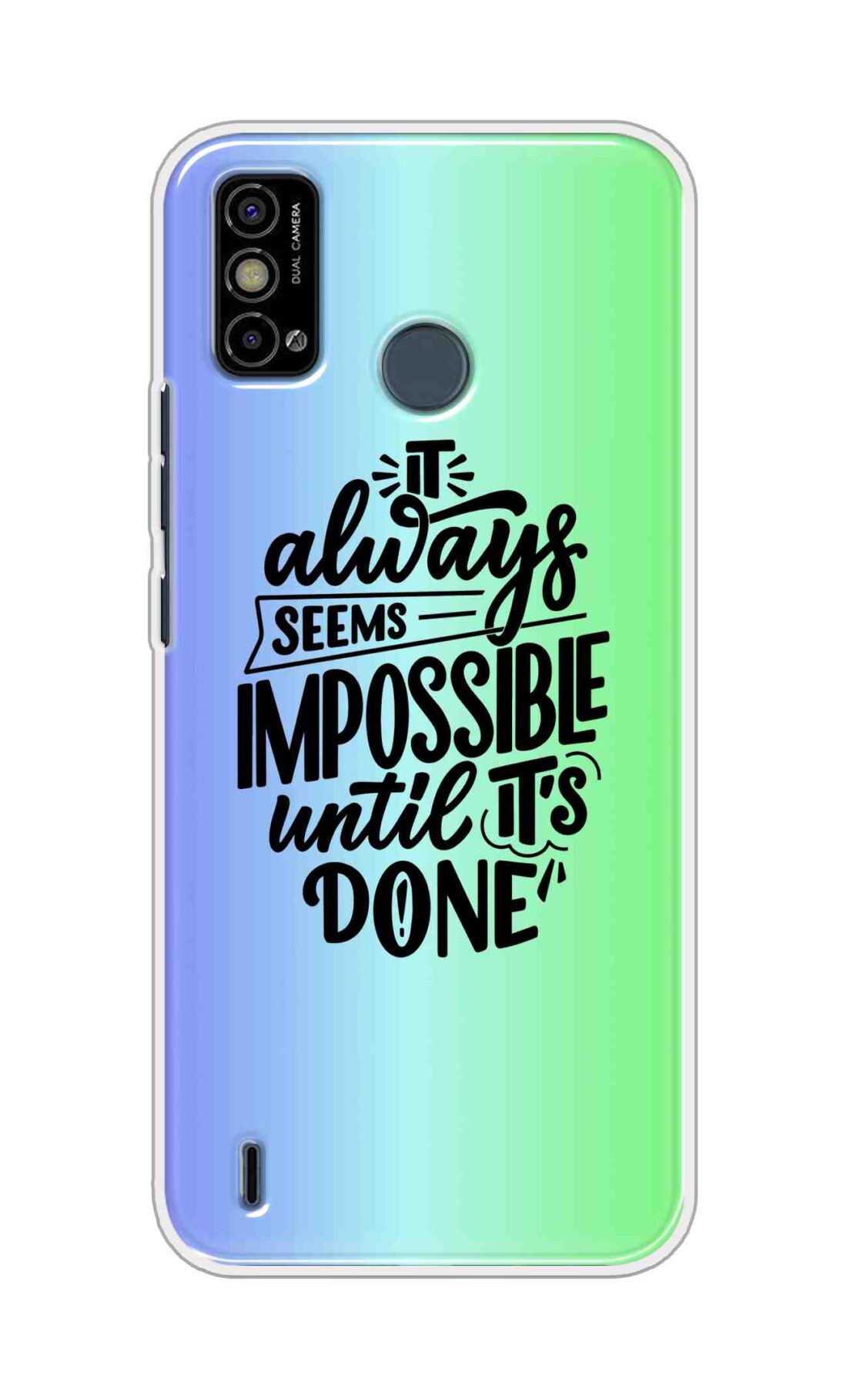 Coberta Back Cover For Tecno Spark Go 2021 Back Cover Stylish Case - It Always Seems Impossible Until Its Done in Green and Blue Design D16502