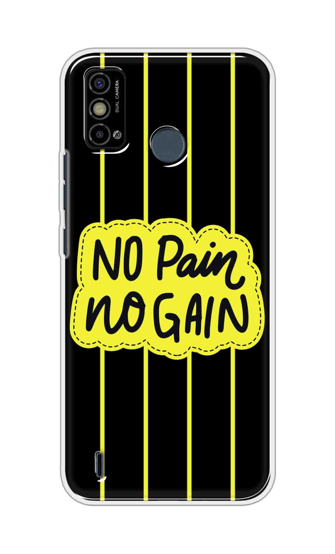 Coberta Back Cover For Tecno Spark Go 2021 Back Cover Stylish Case - No Pain No Gain in Yellow Design D16508