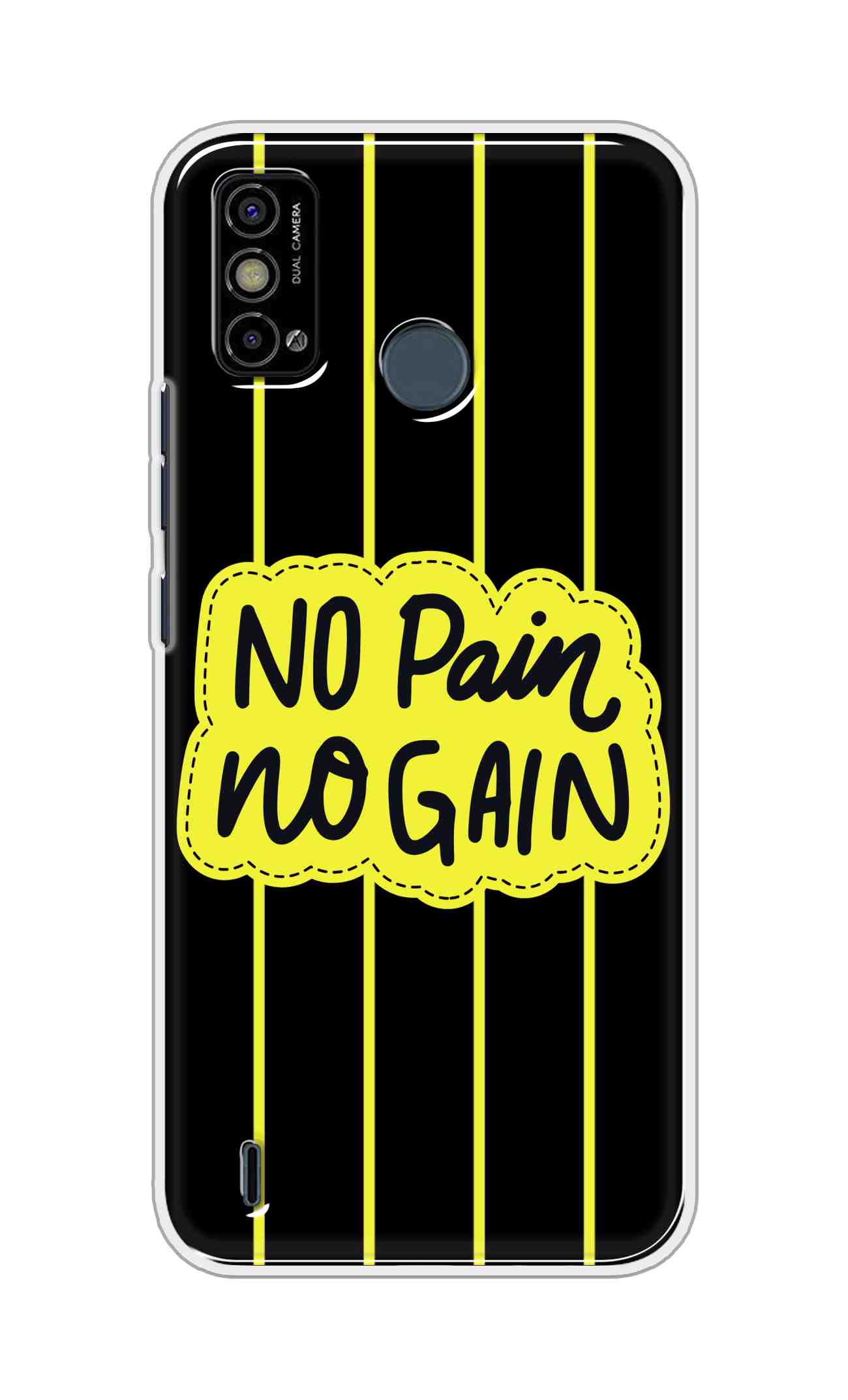 Coberta Back Cover For Tecno Spark Go 2021 Back Cover Stylish Case - No Pain No Gain in Yellow Design D16508