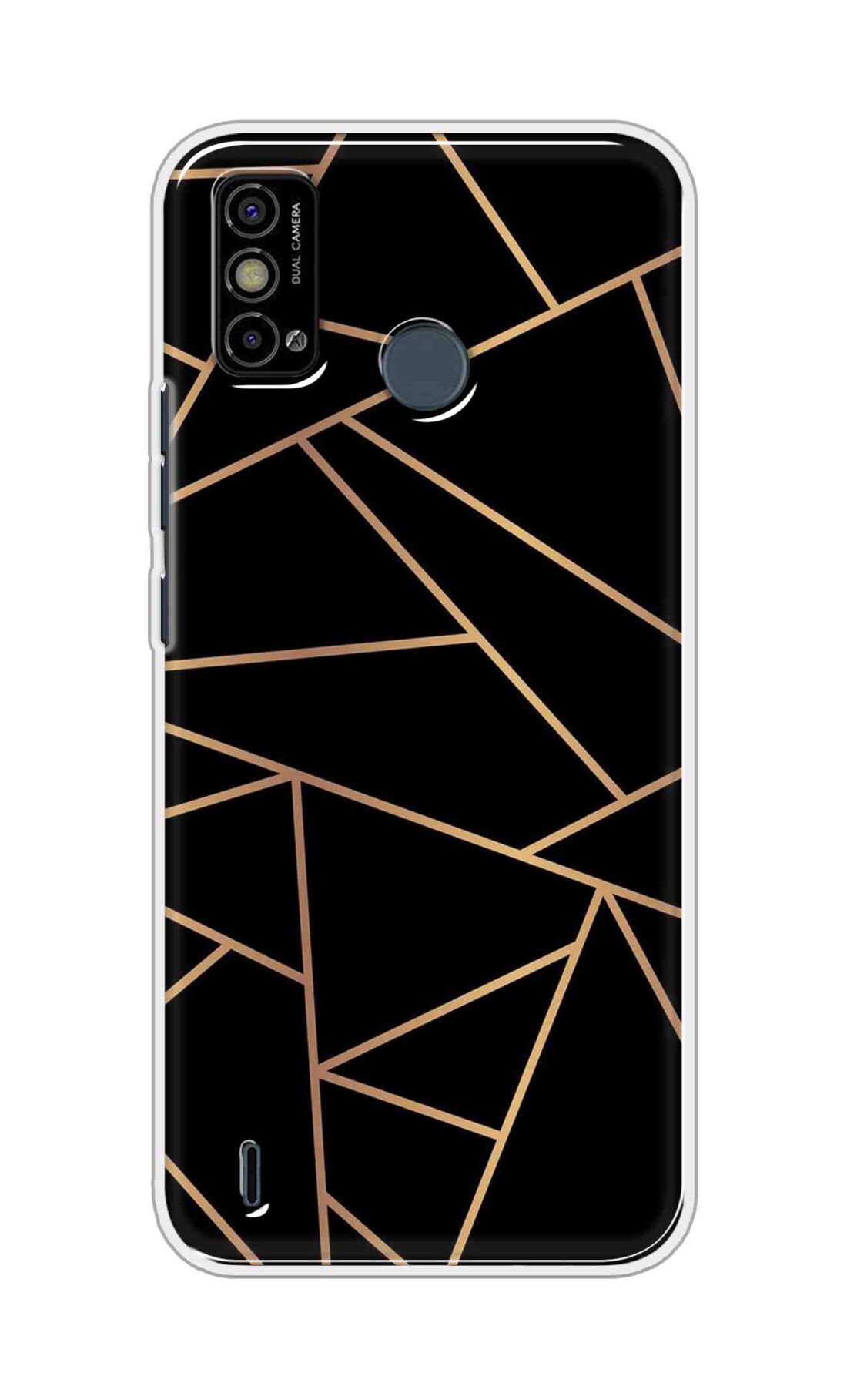 Coberta Back Cover For Tecno Spark Go 2021 Back Cover Stylish Case - Golden Zig Zag Pattern in Black Design D16519