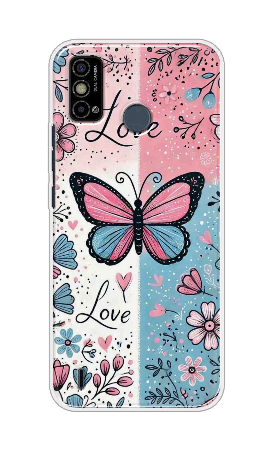 Coberta Back Cover For Tecno Spark Go 2021 Back Cover Stylish Case - Butterfly and Love Text Design D16526