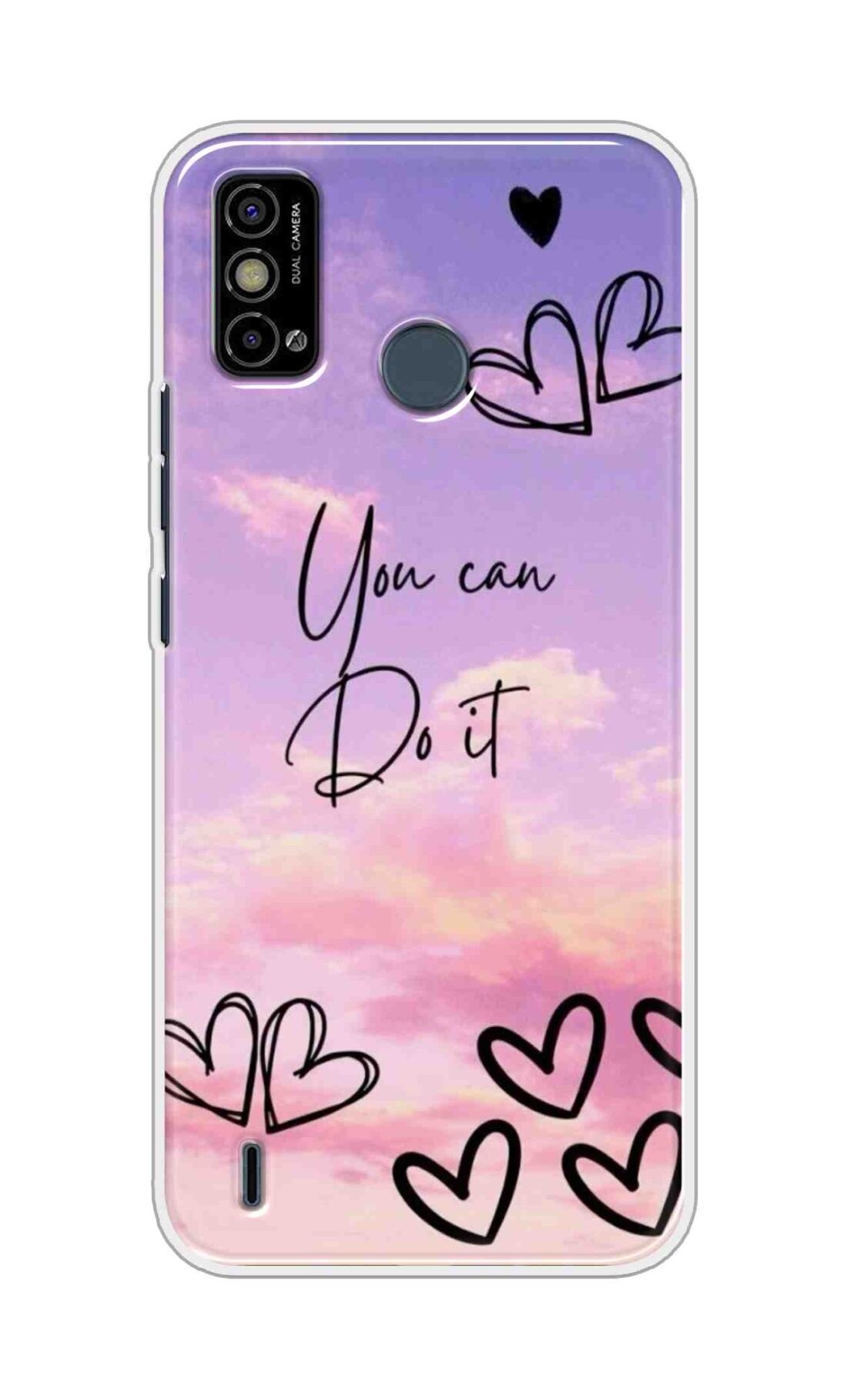 Coberta Back Cover For Tecno Spark Go 2021 Back Cover Stylish Case - You Can Do It and Hearts Design D16539