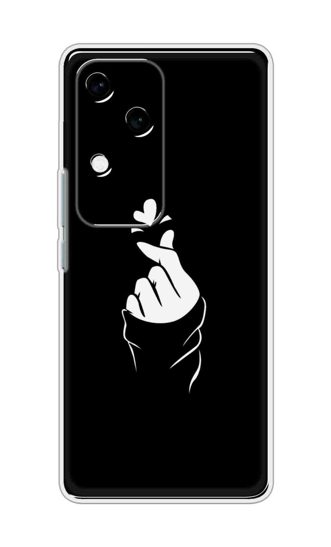 Coberta Back Cover For Vivo V30 Back Cover Stylish Case - Black Korean Heart Design D11802