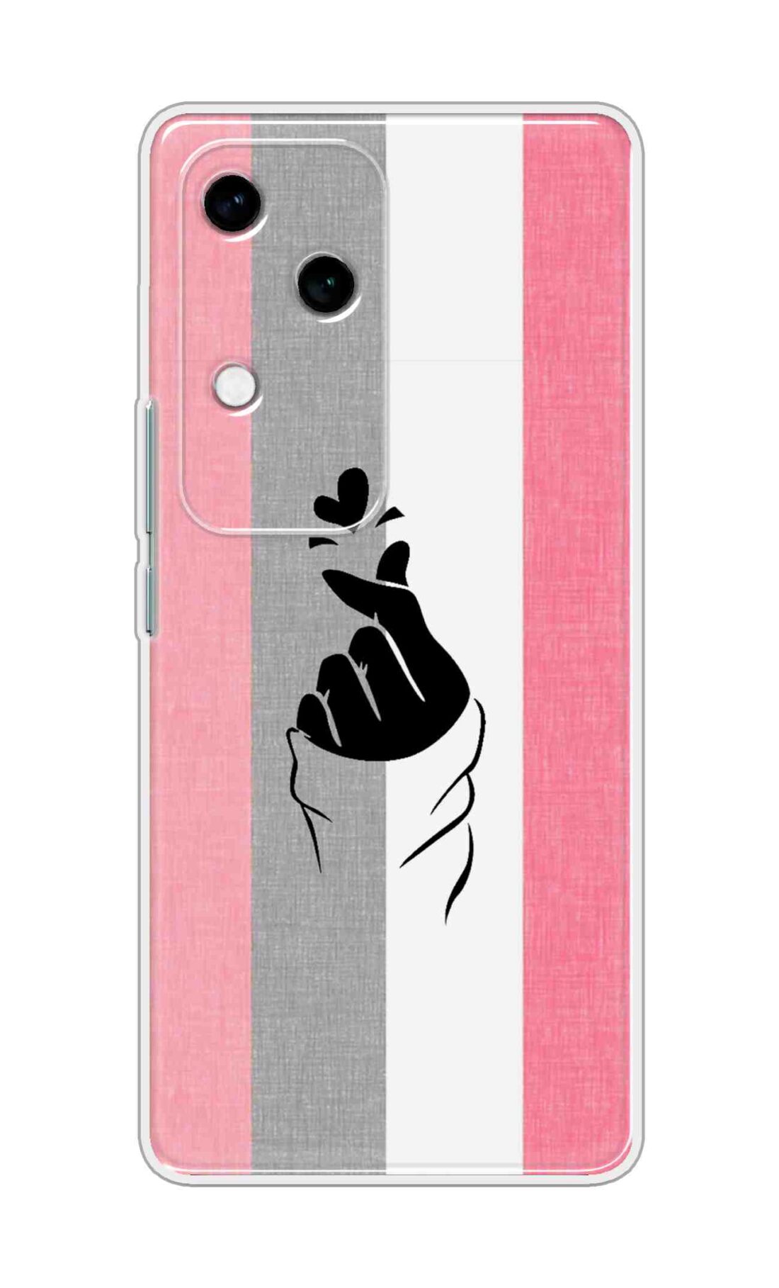 Coberta Back Cover For Vivo V30 Back Cover Stylish Case - Pink and Grey Korean Heart Design D11894