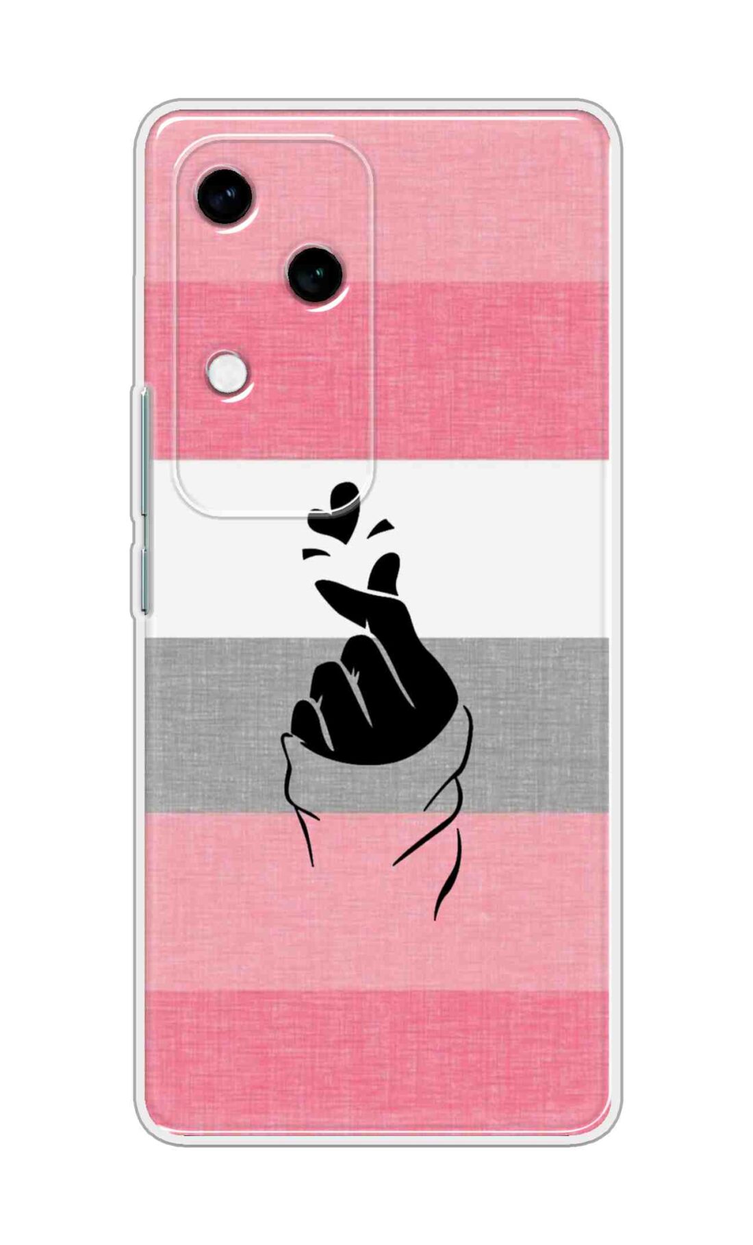 Coberta Back Cover For Vivo V30 Back Cover Stylish Case - Straight Pink and Grey Korean Heart Design D14911