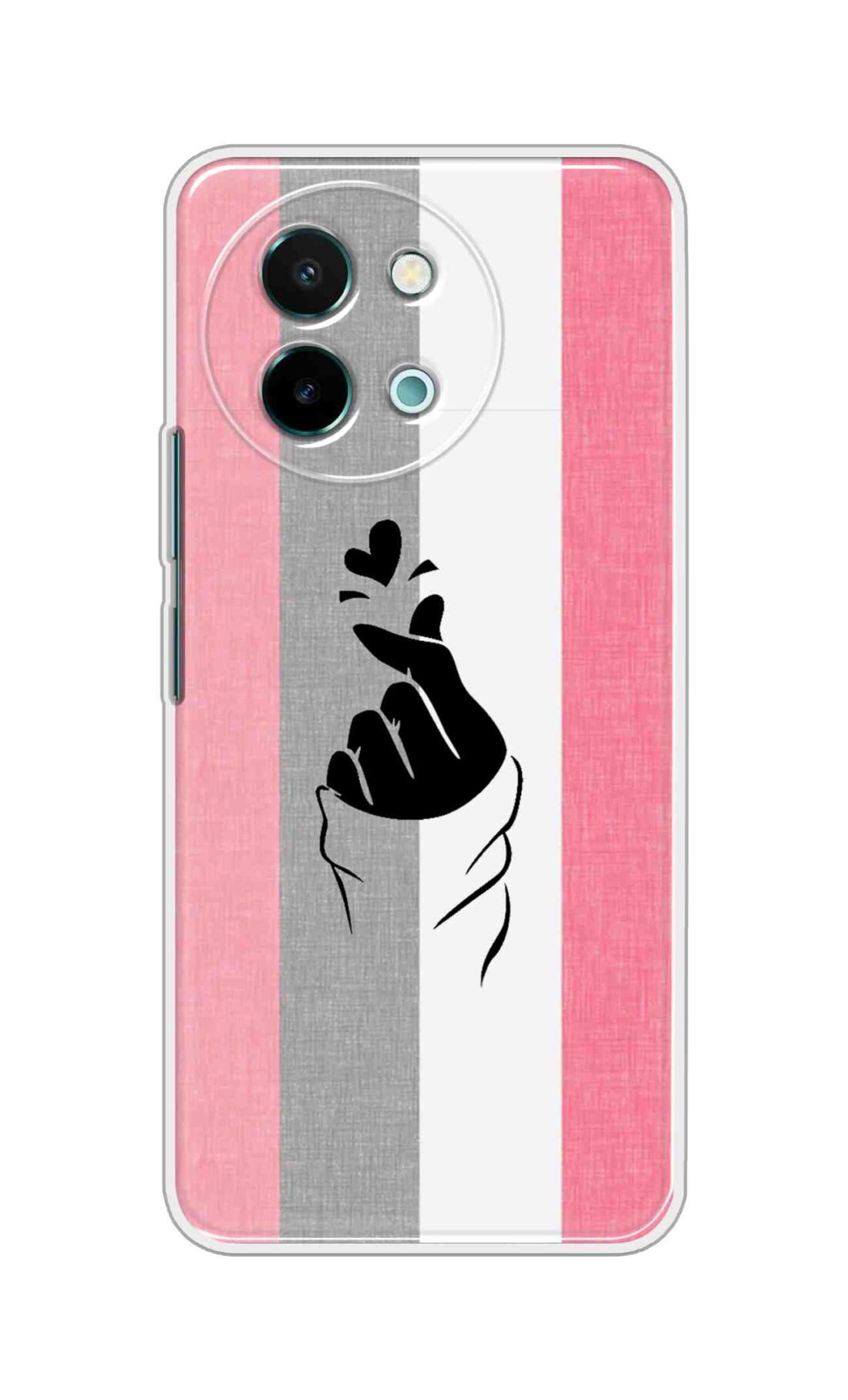 Coberta Back Cover For Vivo Y58 5G Back Cover Stylish Case - Pink and Grey Korean Heart Design D11894