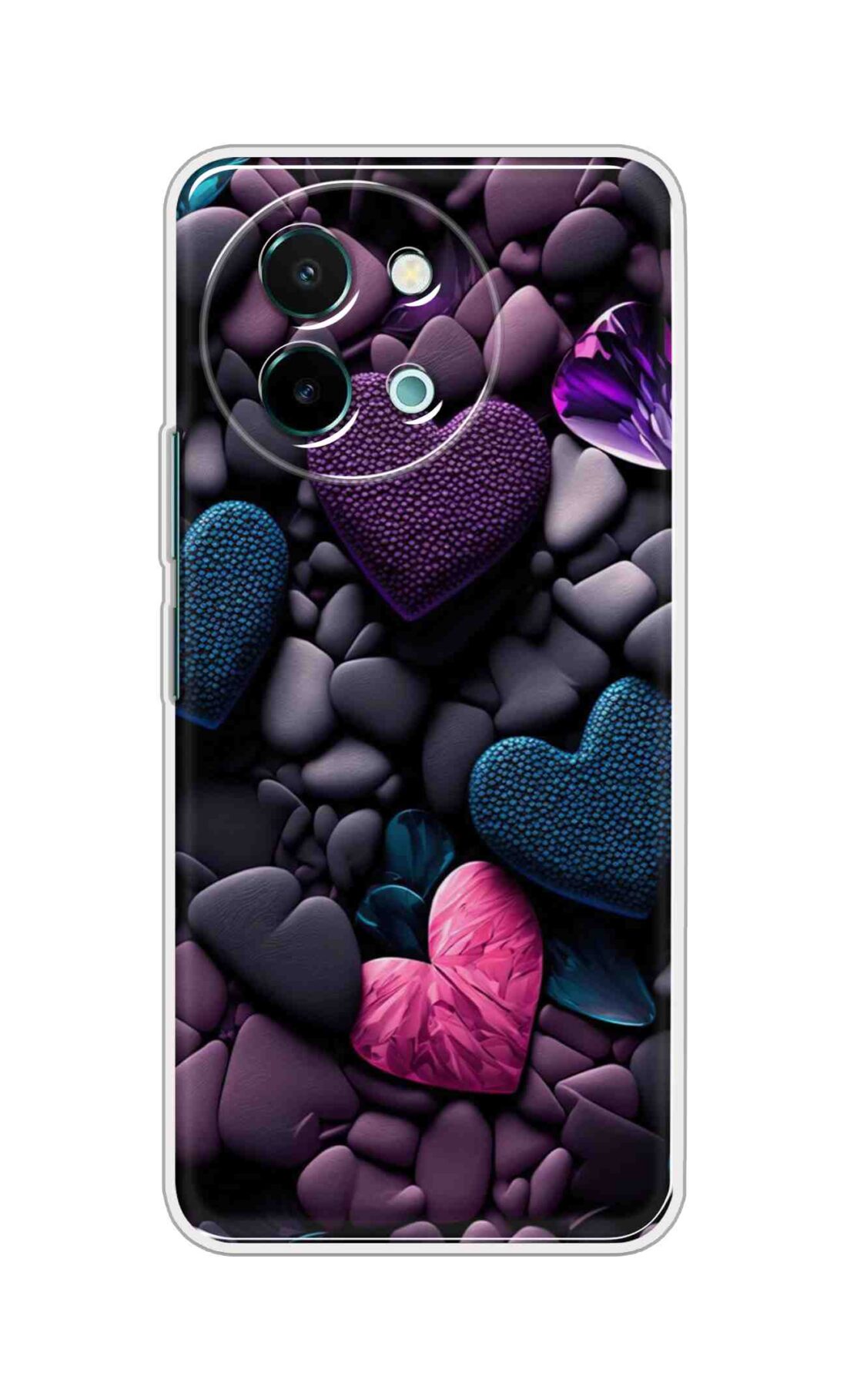 Coberta Back Cover For Vivo Y58 5G Back Cover Stylish Case - Purple Hearts Design D16005