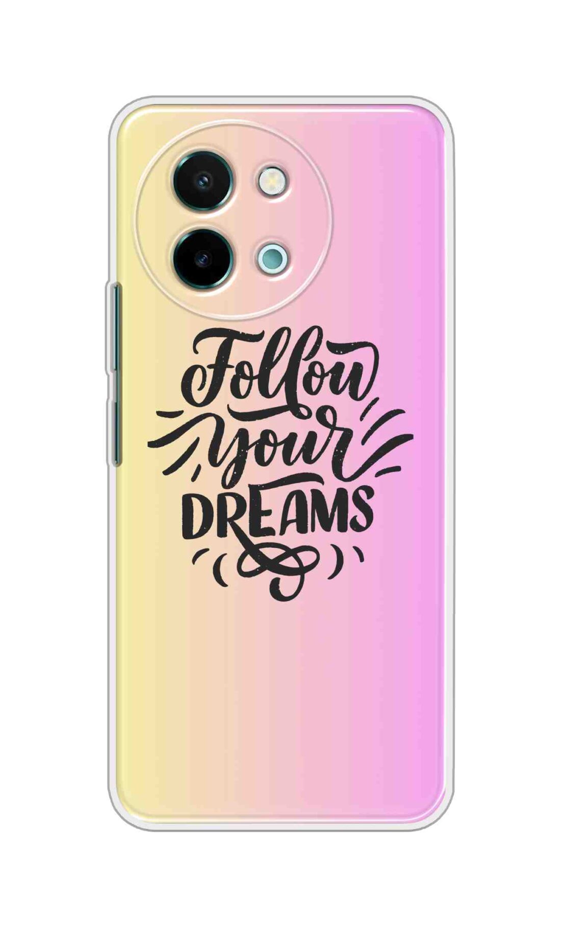 Coberta Back Cover For Vivo Y58 5G Back Cover Stylish Case - Follow Your Dreams In Pink And Yellow Design D16499