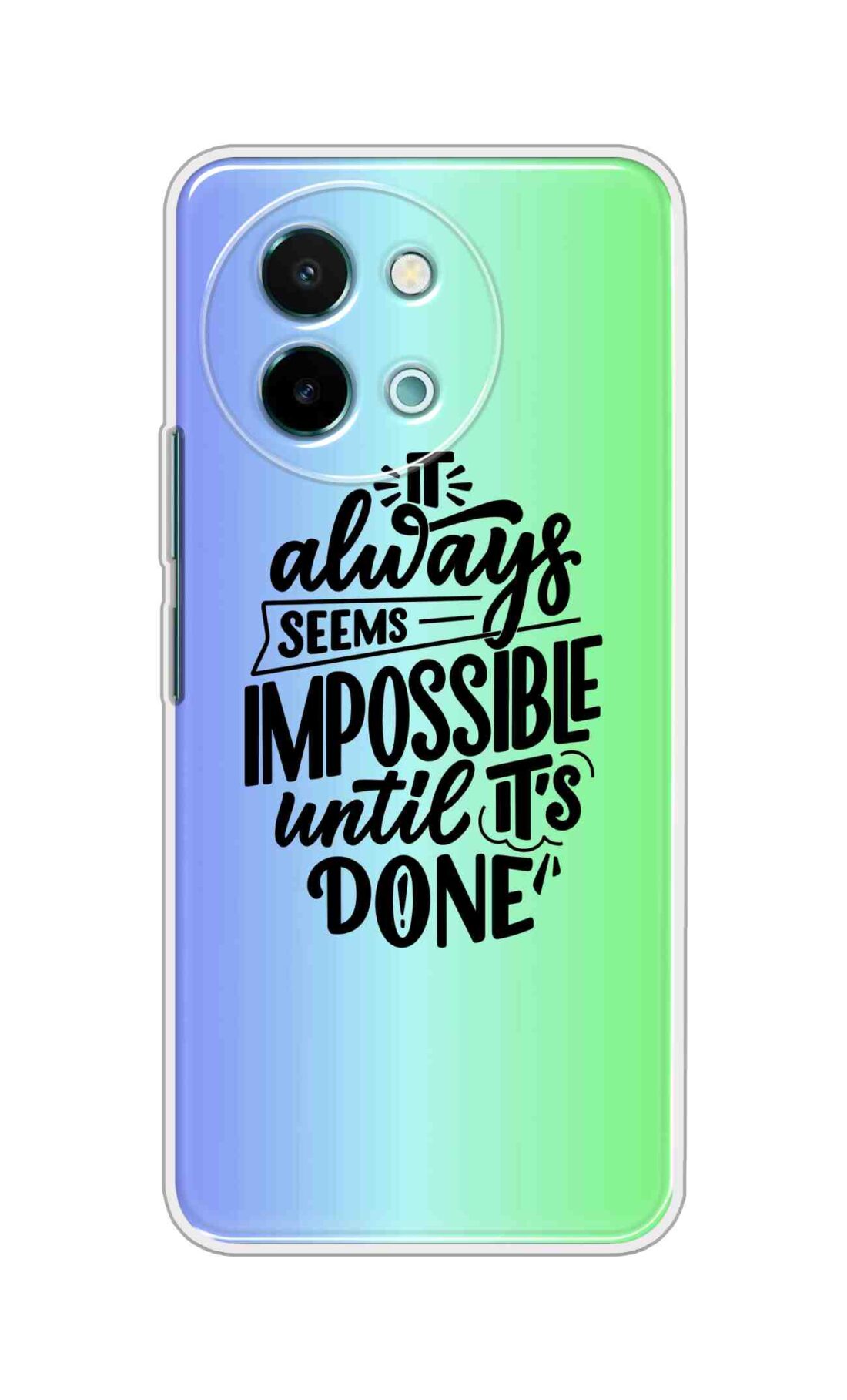 Coberta Back Cover For Vivo Y58 5G Back Cover Stylish Case - It Always Seems Impossible Until Its Done in Green and Blue Design D16502