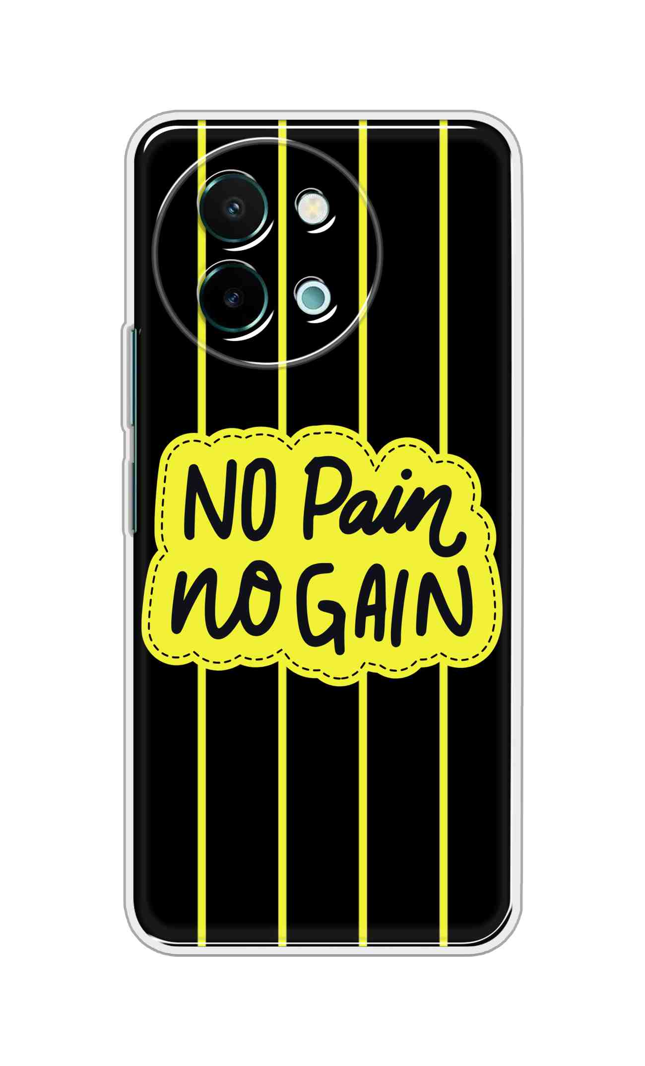 Coberta Back Cover For Vivo Y58 5G Back Cover Stylish Case - No Pain No Gain in Yellow Design D16508
