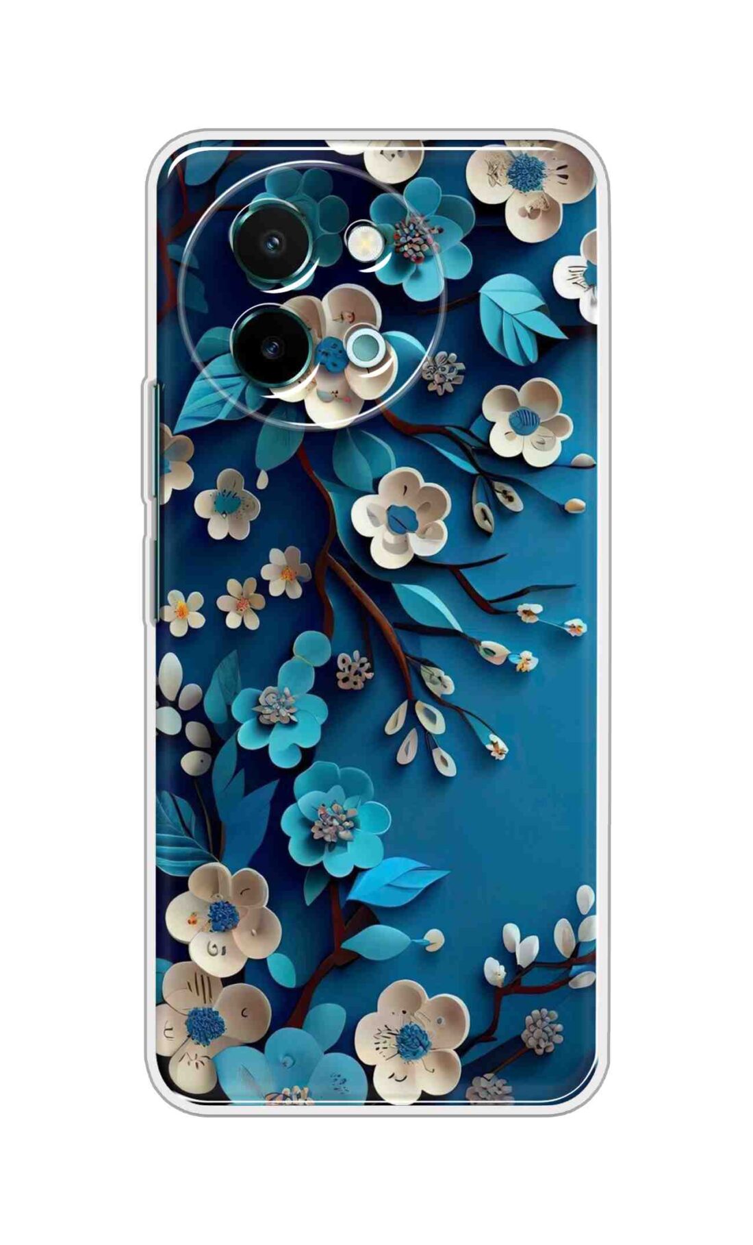 Coberta Back Cover For Vivo Y58 5G Back Cover Stylish Case - Blue and White Flowers Design D16551