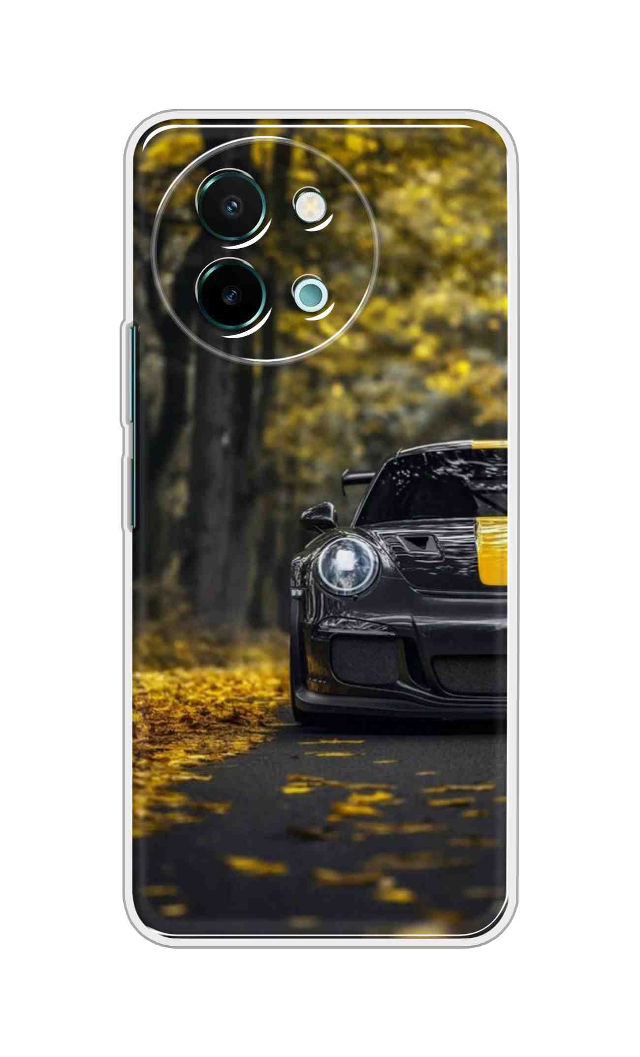 Coberta Back Cover For Vivo Y58 5G Back Cover Stylish Case - Black and Yellow Car Design D16561