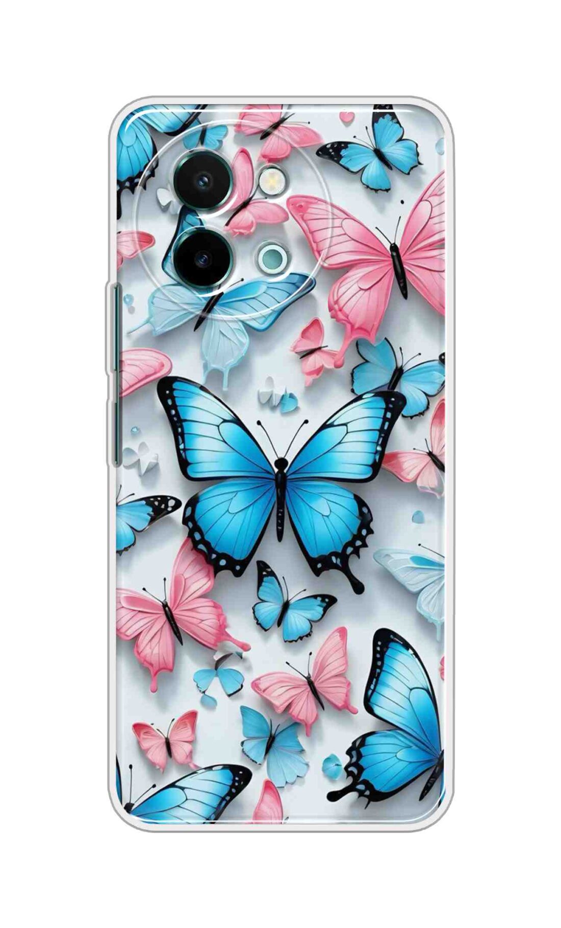 Coberta Back Cover For Vivo Y58 5G Back Cover Stylish Case - Blue and Pink Butterflyes Design D16568
