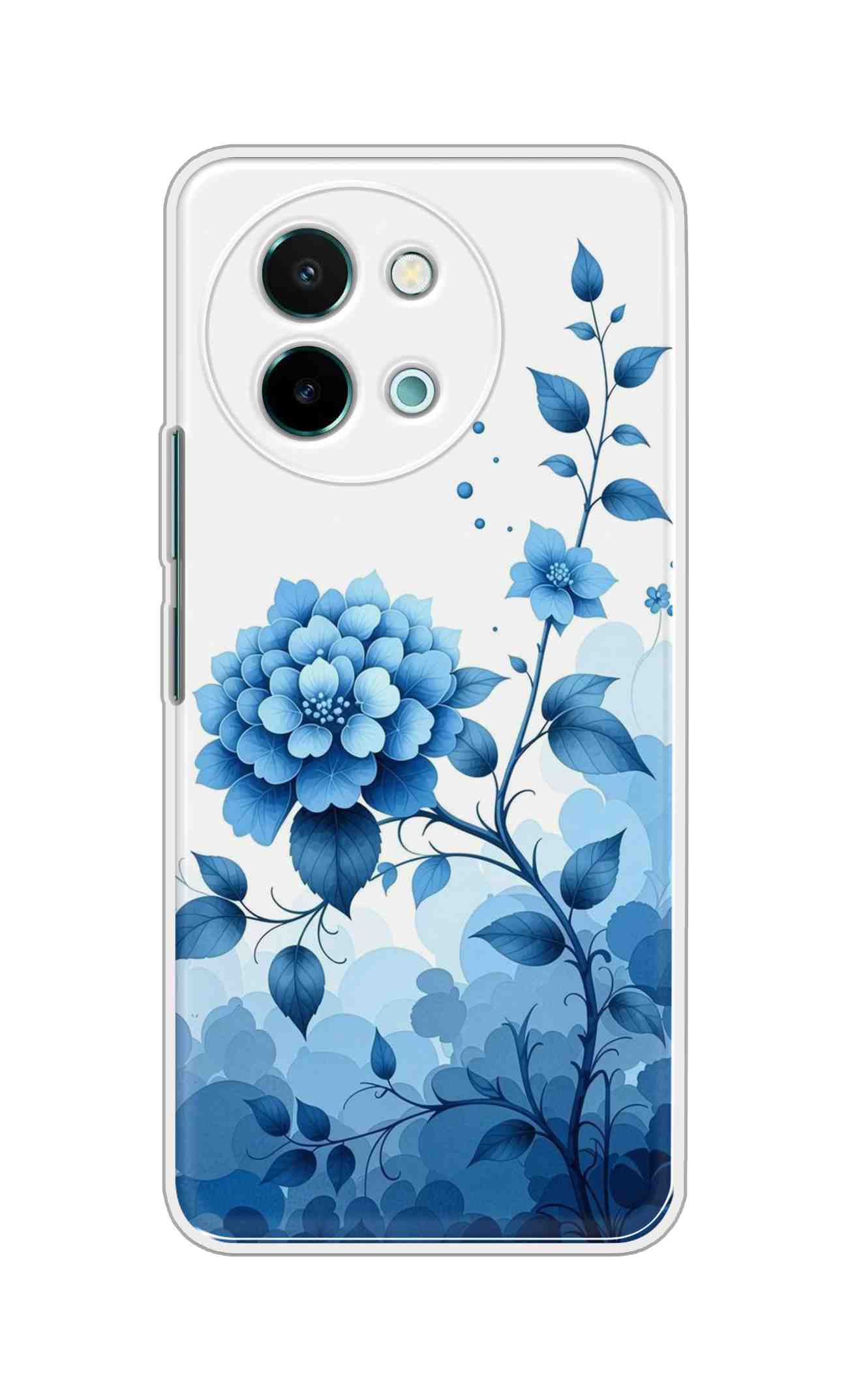 Coberta Back Cover For Vivo Y58 5G Back Cover Stylish Case - Blue Flowers in White Design D16644