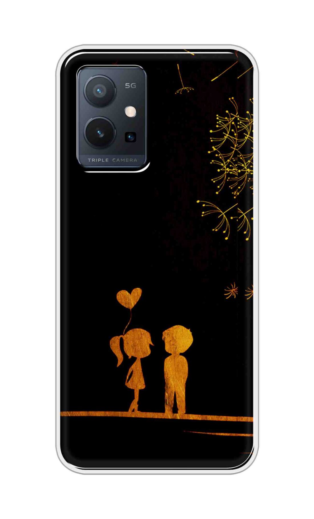 Coberta Back Cover For Vivo T1 5G Back Cover Stylish Case - Girl and Boy Love in Black Design D11017