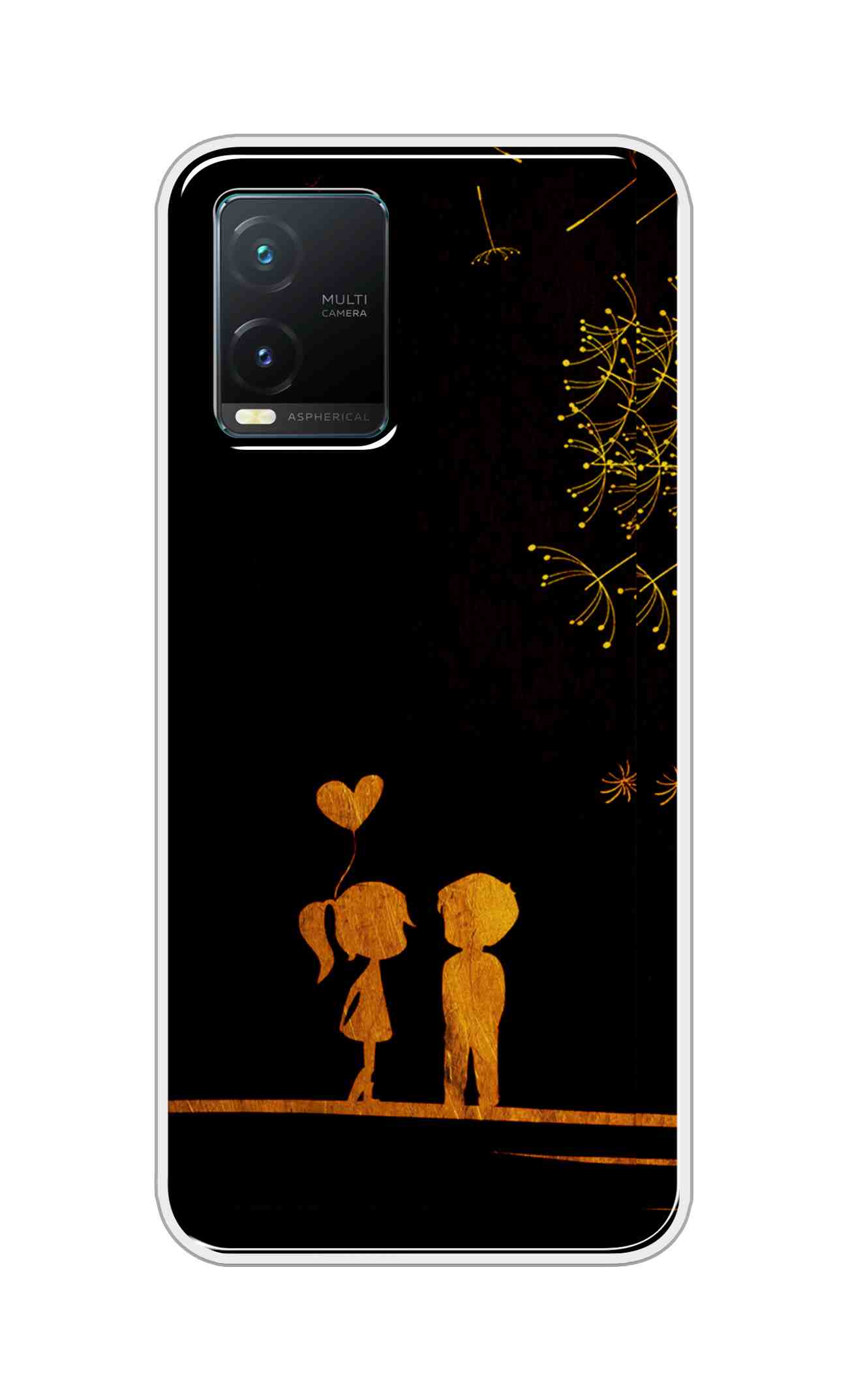 Coberta Back Cover For Vivo T1X Back Cover Stylish Case - Girl and Boy Love in Black Design D11017