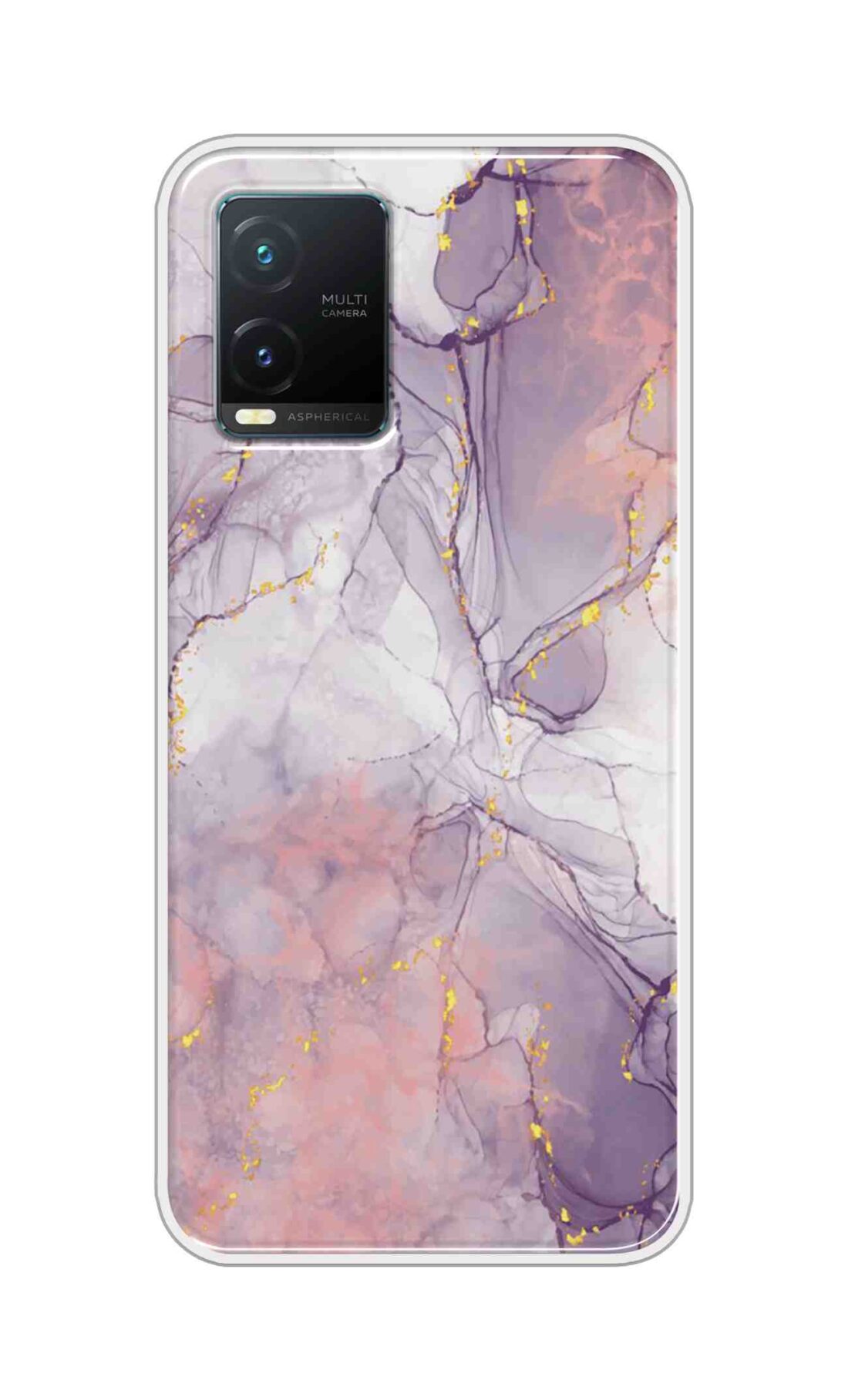 Coberta Back Cover For Vivo T1X Back Cover Stylish Case - Light Marble with Golden Design D16162