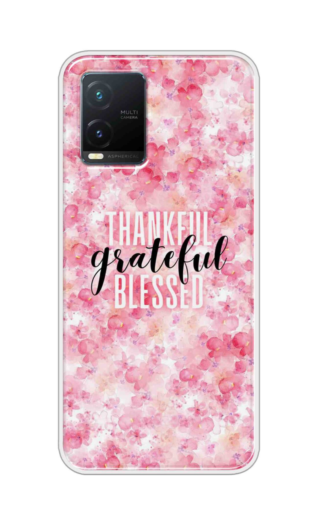 Coberta Back Cover For Vivo T1X Back Cover Stylish Case - Thankful Grateful Blessed Text Design D16225