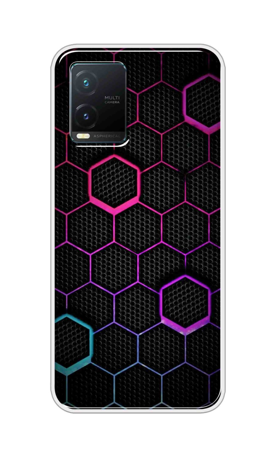 Coberta Back Cover For Vivo T1X Back Cover Stylish Case - Multicolour Hexogan Pattern Design D16451