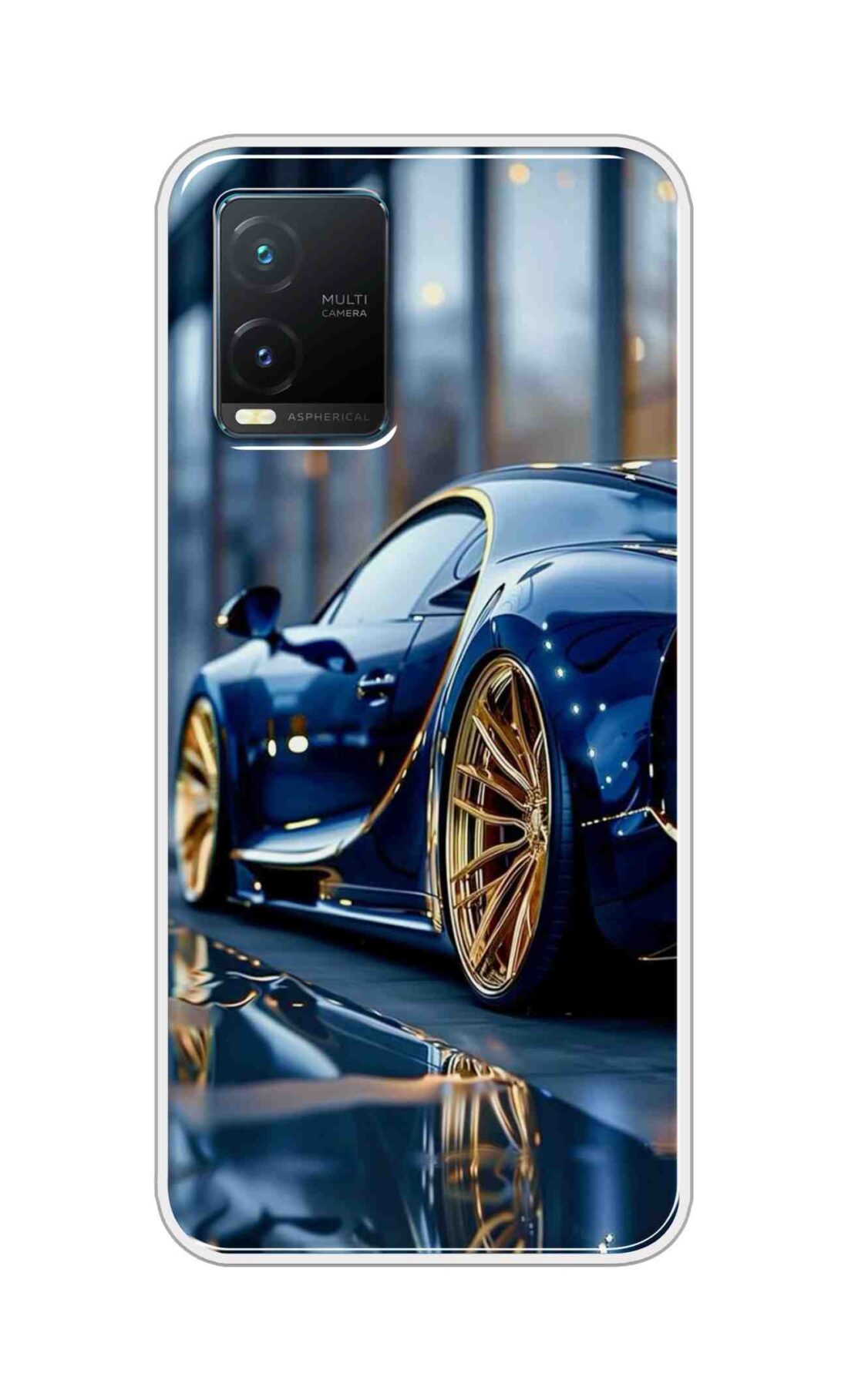 Coberta Back Cover For Vivo T1X Back Cover Stylish Case - Black Car with Golden Tier Design D16477