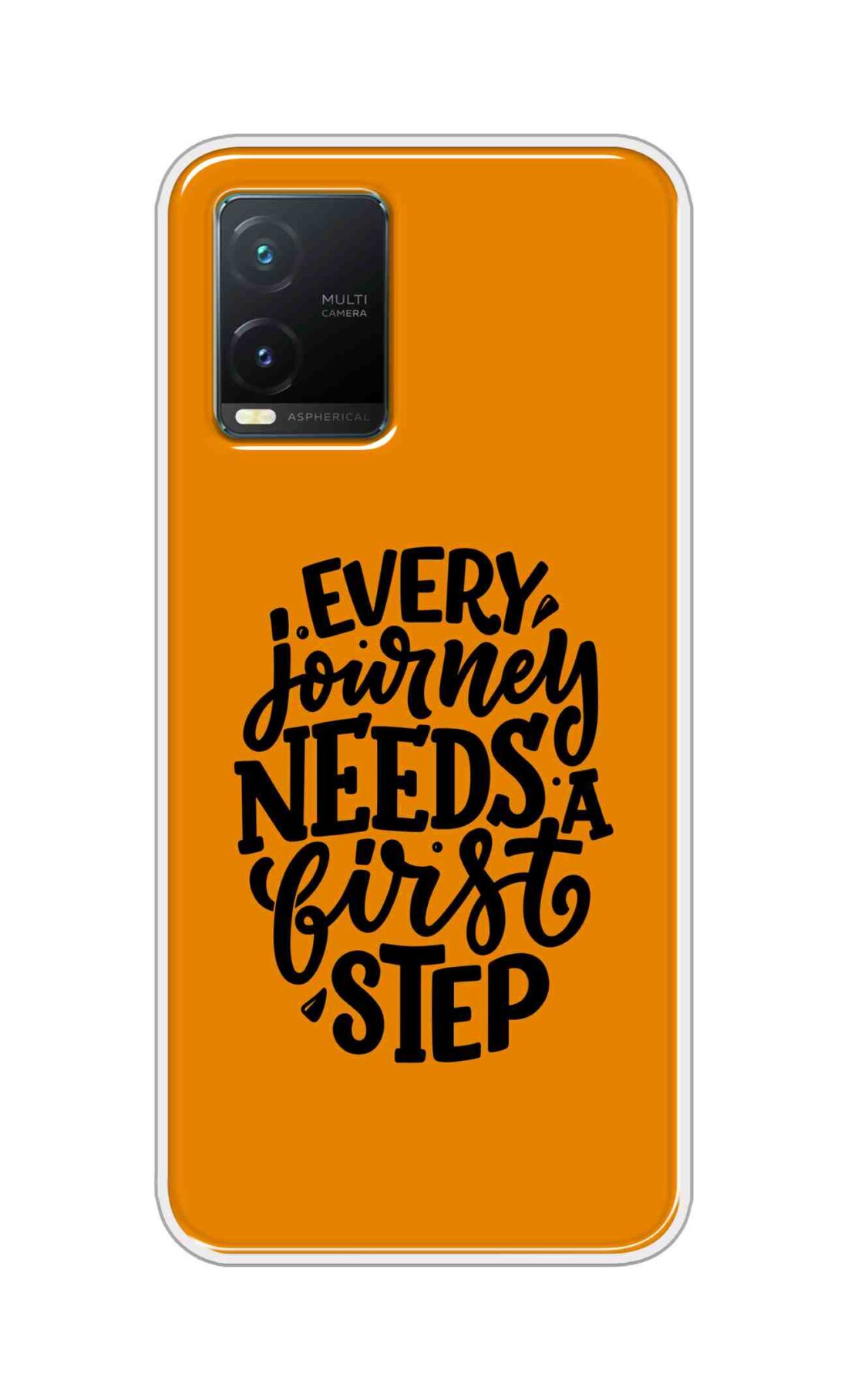 Coberta Back Cover For Vivo T1X Back Cover Stylish Case - Every Journey Needs a First Step in Orange Design D16503