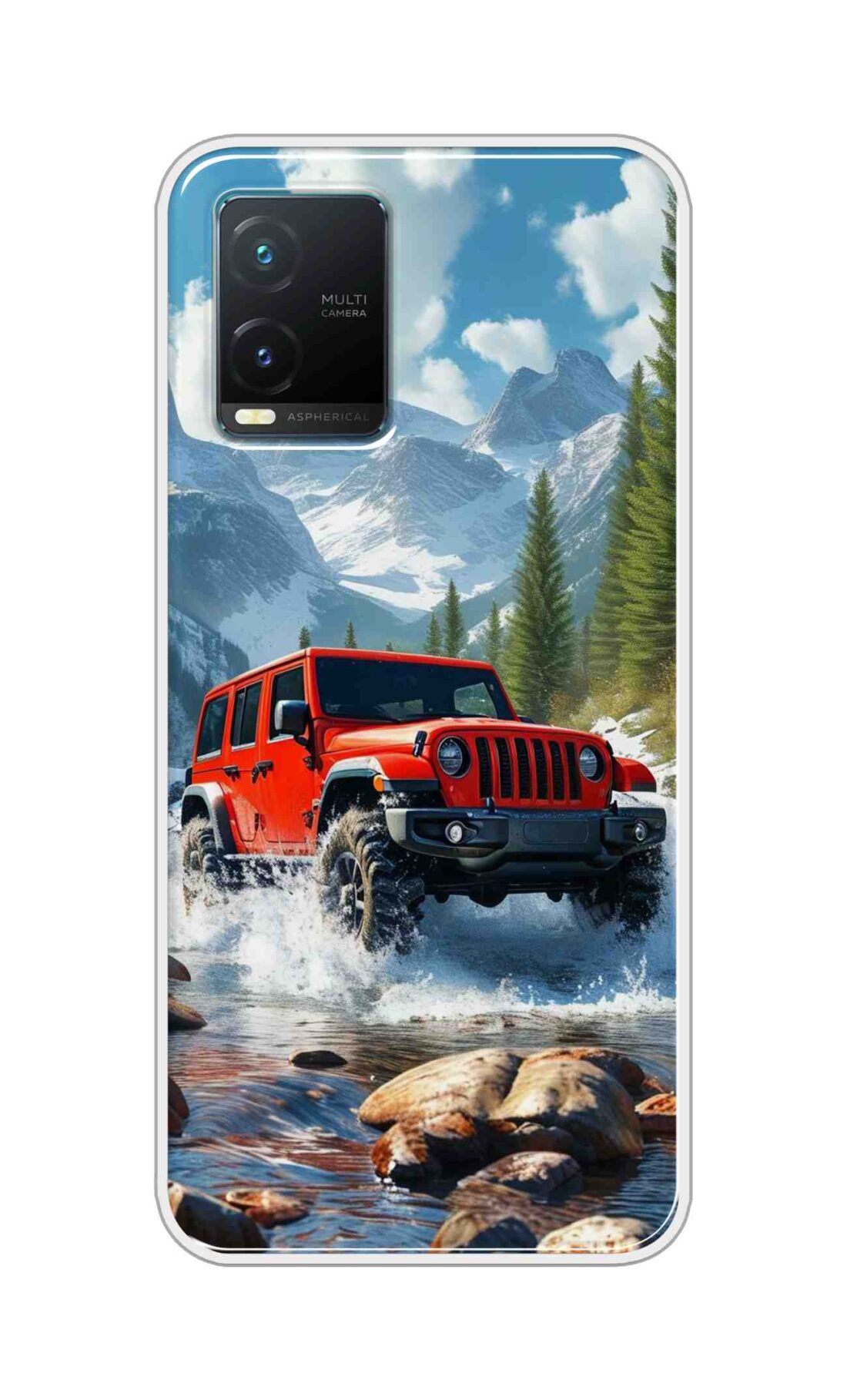 Coberta Back Cover For Vivo T1X Back Cover Stylish Case - Red Car in Nature Design D16513