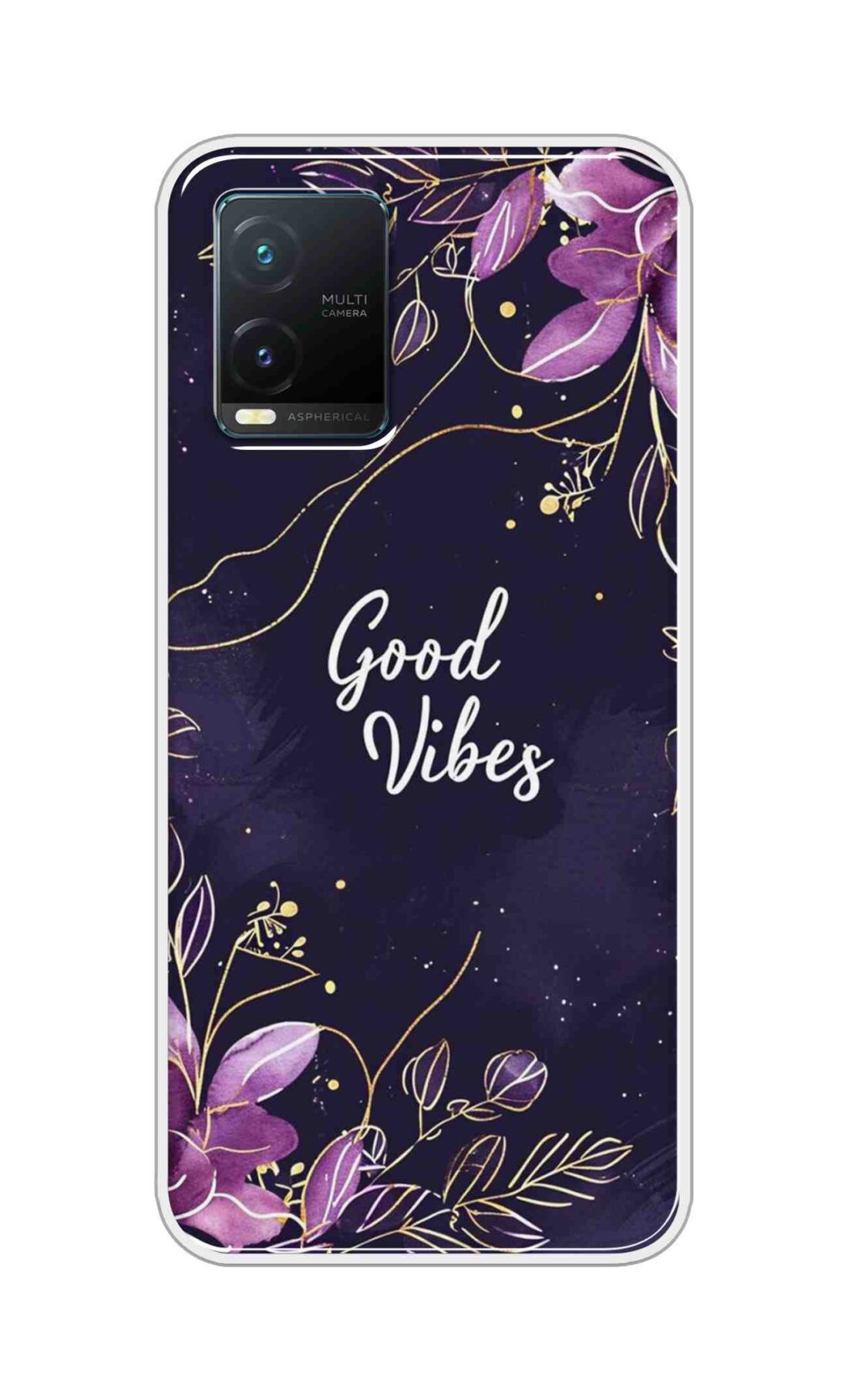 Coberta Back Cover For Vivo T1X Back Cover Stylish Case - Good Vibes in Flowers Design D16517