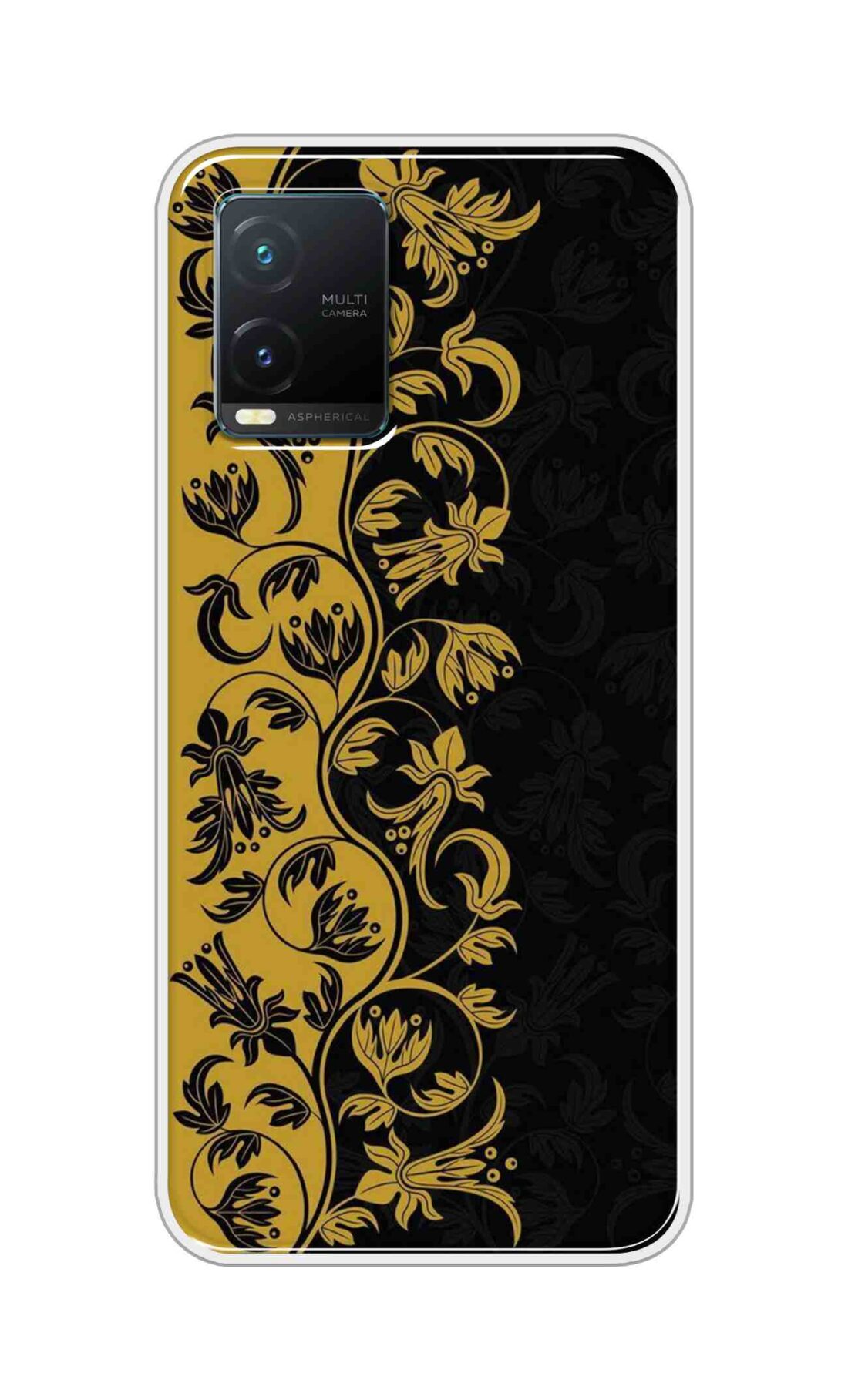 Coberta Back Cover For Vivo T1X Back Cover Stylish Case - Black and Yellow Leaves Design D16518