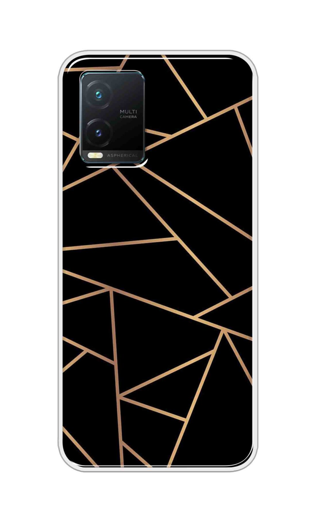 Coberta Back Cover For Vivo T1X Back Cover Stylish Case - Golden Zig Zag Pattern in Black Design D16519
