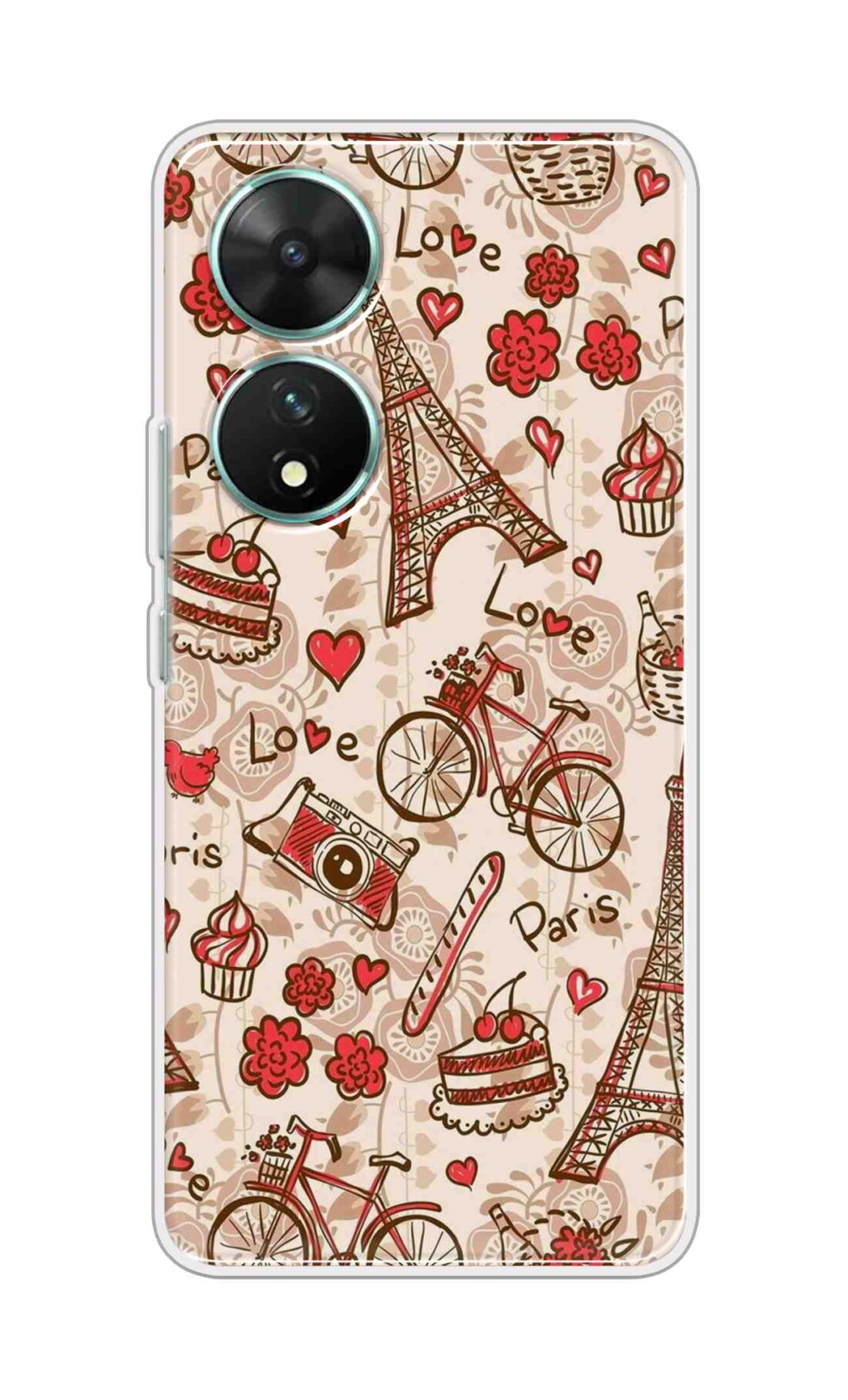 Coberta Back Cover For Vivo T2 5G Back Cover Stylish Case - Paris and Love Text Pattern D11626