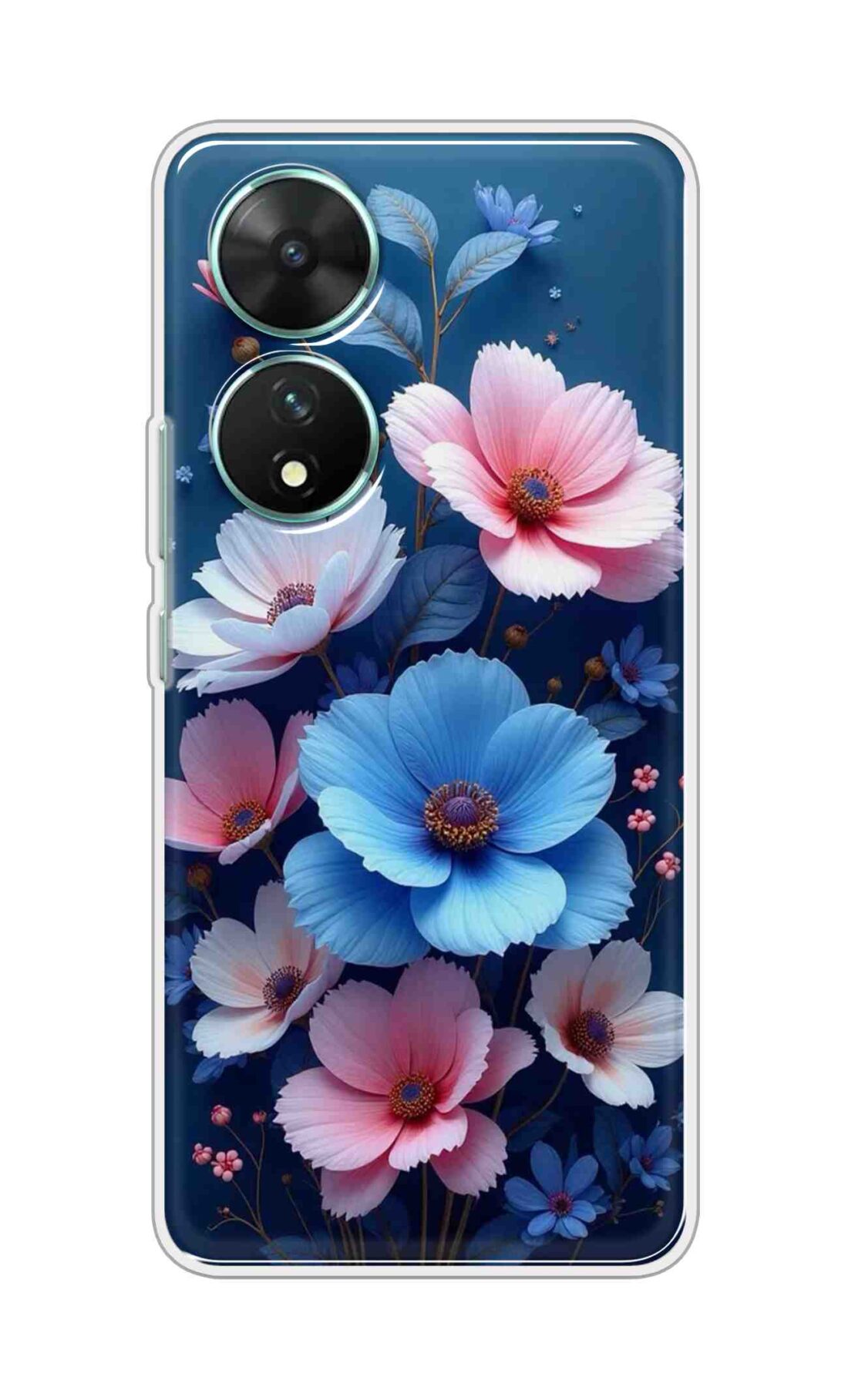 Coberta Back Cover For Vivo T2 5G Back Cover Stylish Case - Blue and Pink Flowers Design D16512