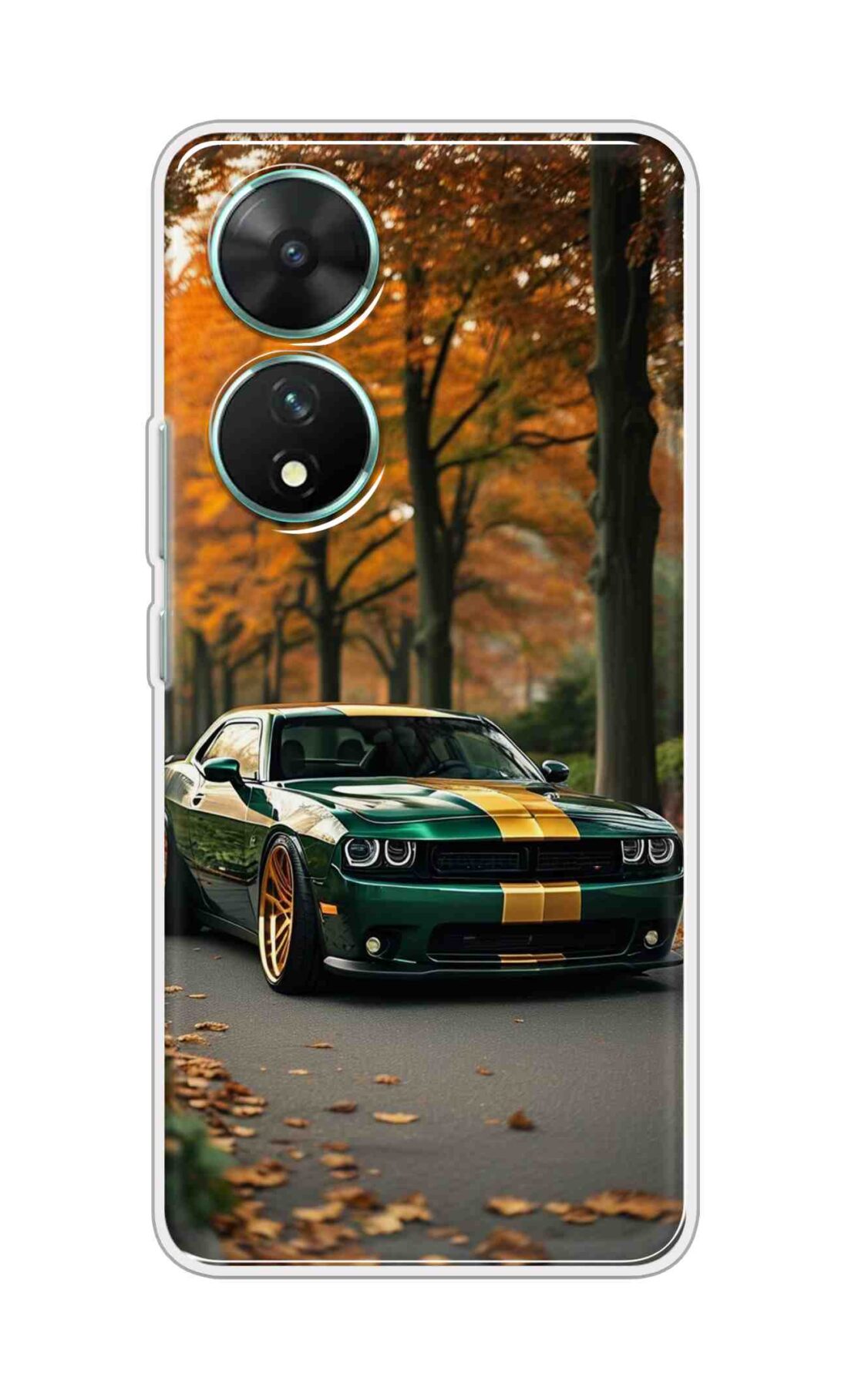 Coberta Back Cover For Vivo T2 5G Back Cover Stylish Case - Golden Line in Green Design D16546
