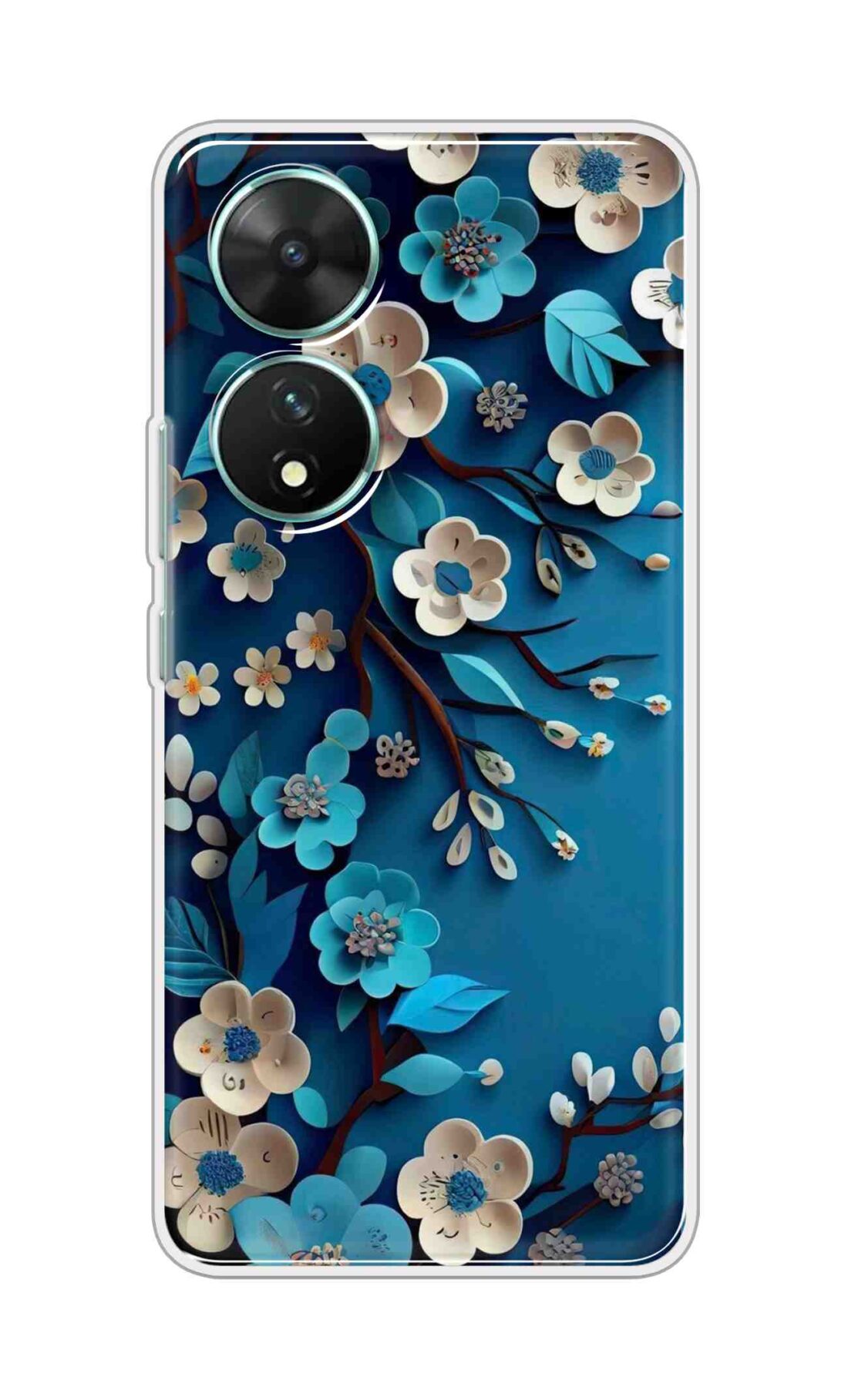 Coberta Back Cover For Vivo T2 5G Back Cover Stylish Case - Blue and White Flowers Design D16551