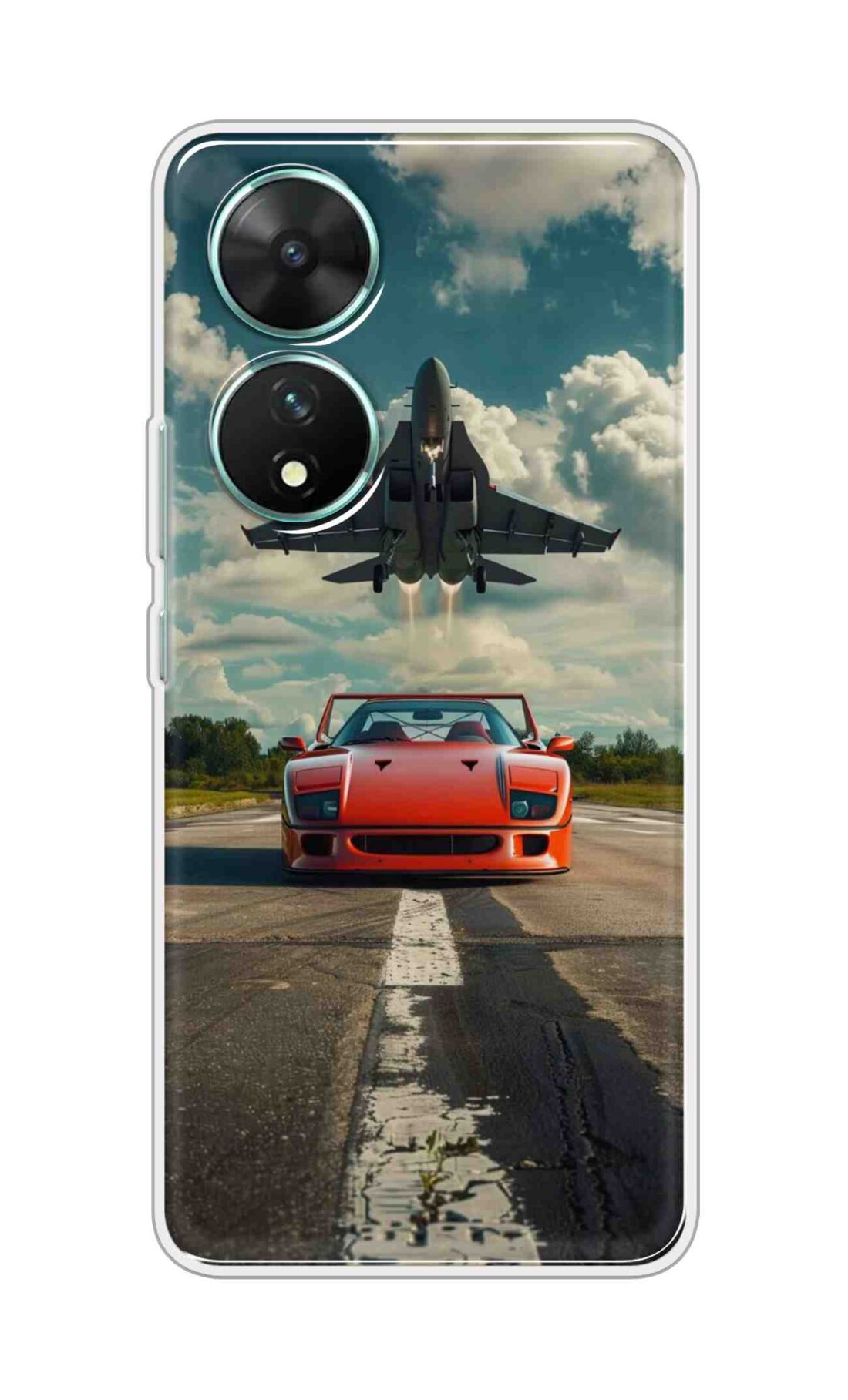 Coberta Back Cover For Vivo T2 5G Back Cover Stylish Case - Red Car with Aeroplane Design D16596