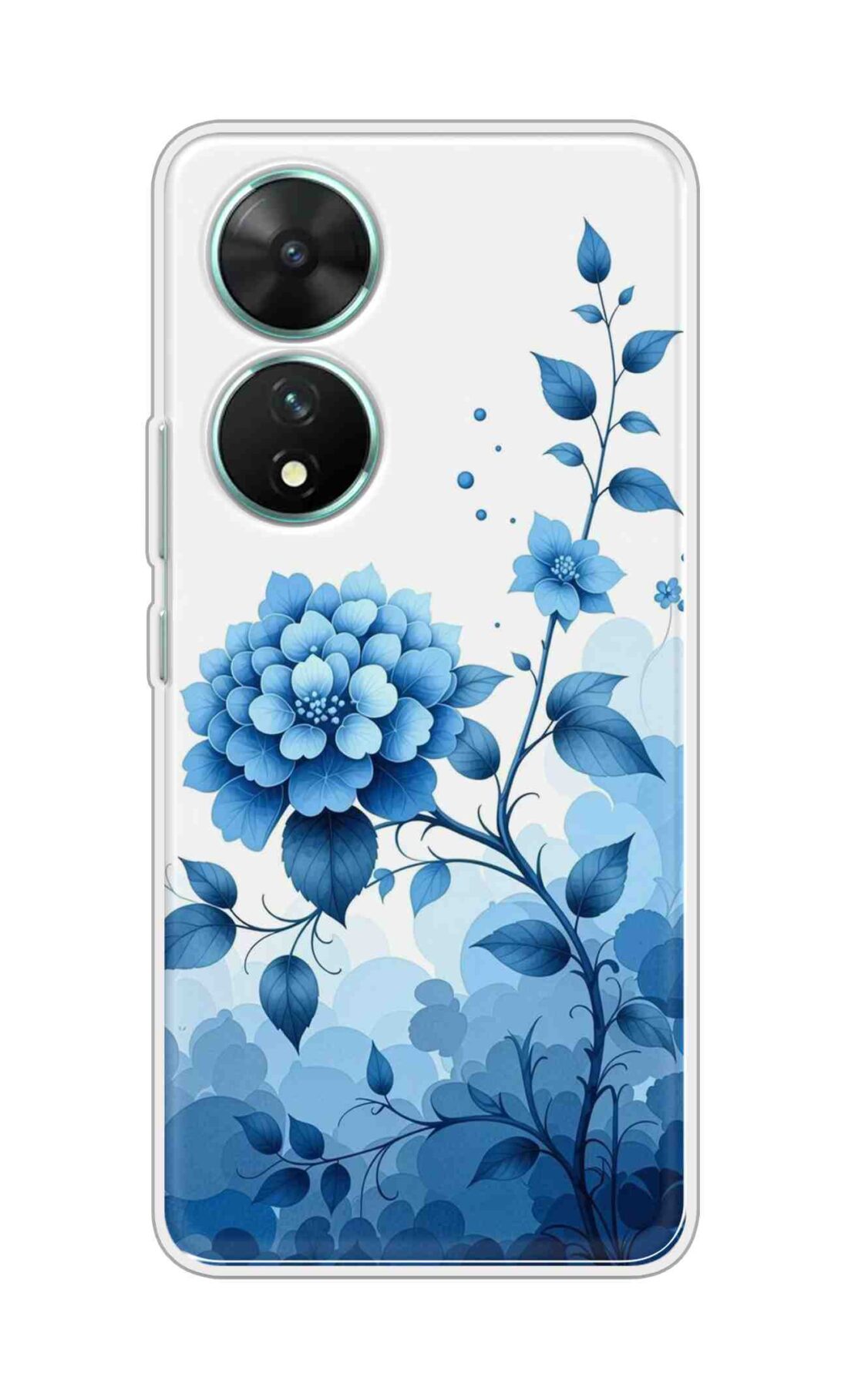 Coberta Back Cover For Vivo T2 5G Back Cover Stylish Case - Blue Flowers in White Design D16644