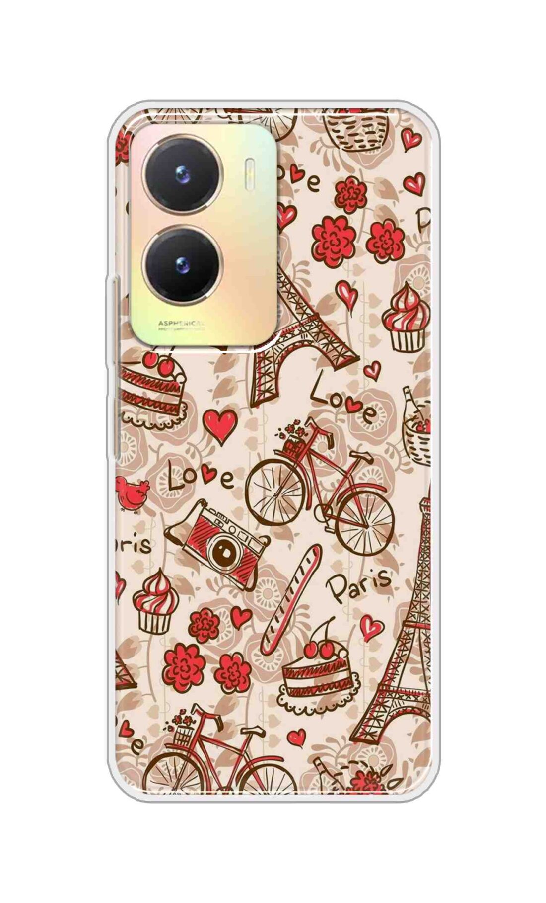 Coberta Back Cover For Vivo T2x 5G Back Cover Stylish Case - Paris and Love Text Pattern D11626