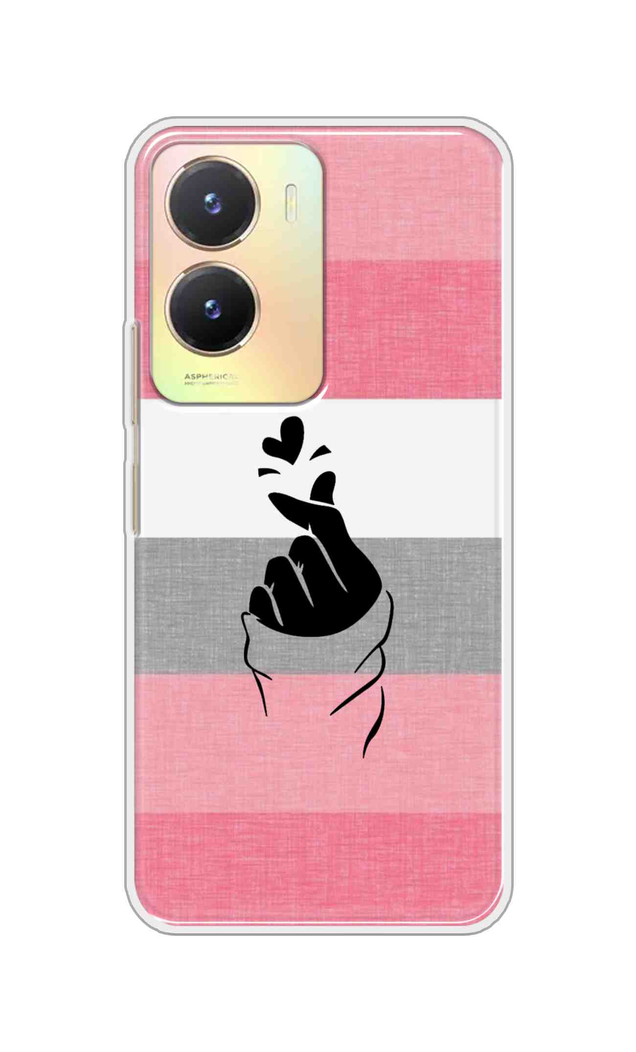 Coberta Back Cover For Vivo T2x 5G Back Cover Stylish Case - Straight Pink and Grey Korean Heart Design D14911