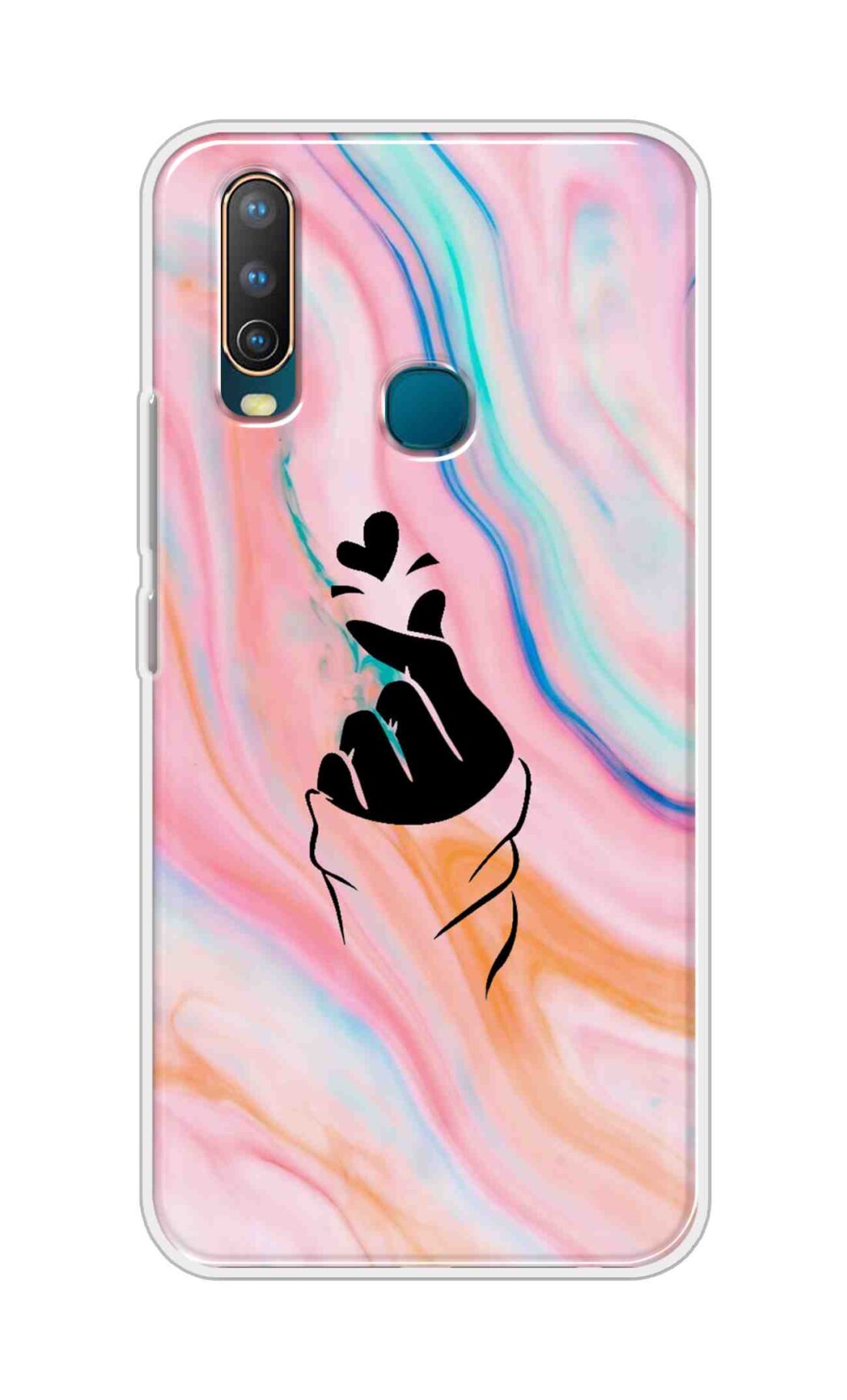 Coberta Back Cover For Vivo U10 Back Cover Stylish Case - Korean Heart on Pink Multicolour Design D11896