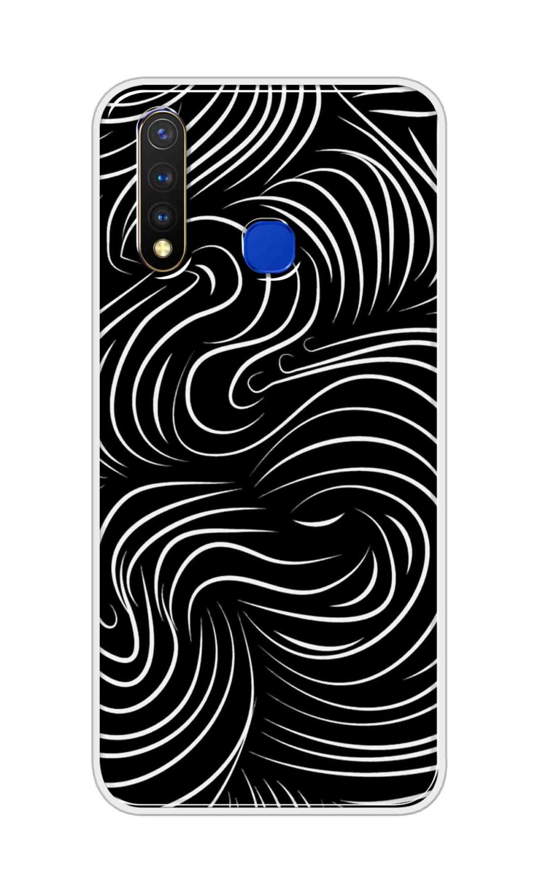 Coberta Back Cover For Vivo U20 Back Cover Stylish Case - White Curves Design D16552