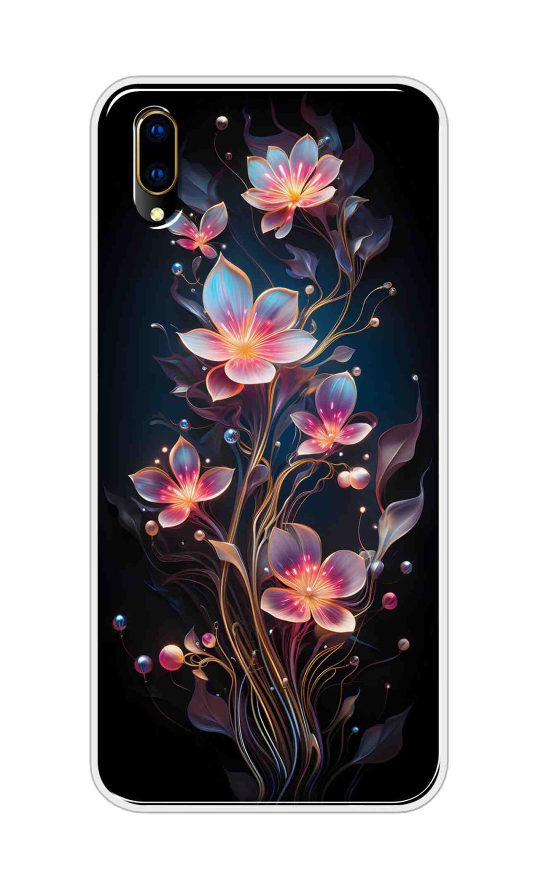 Coberta Back Cover For Vivo V11 Pro Back Cover Stylish Case - Asthetic Flowers in Black Design Design D16523