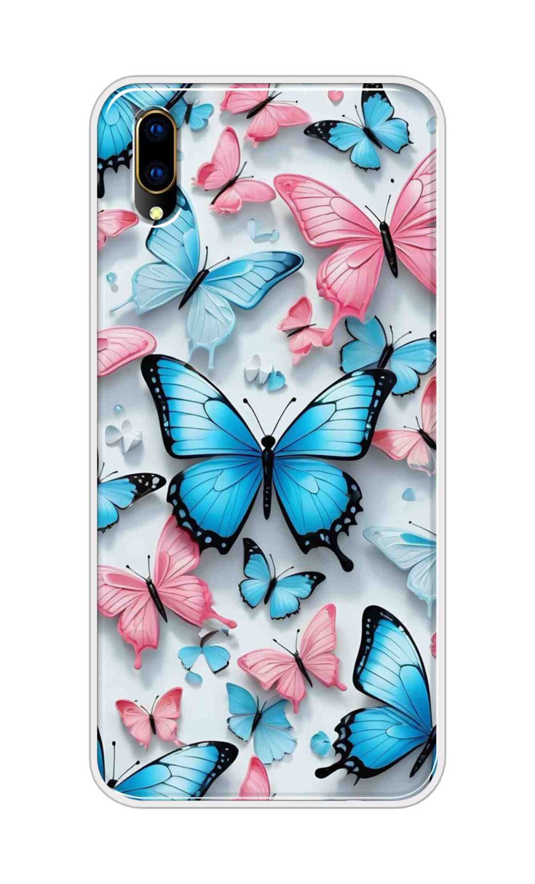 Coberta Back Cover For Vivo V11 Pro Back Cover Stylish Case - Blue and Pink Butterflyes Design D16568