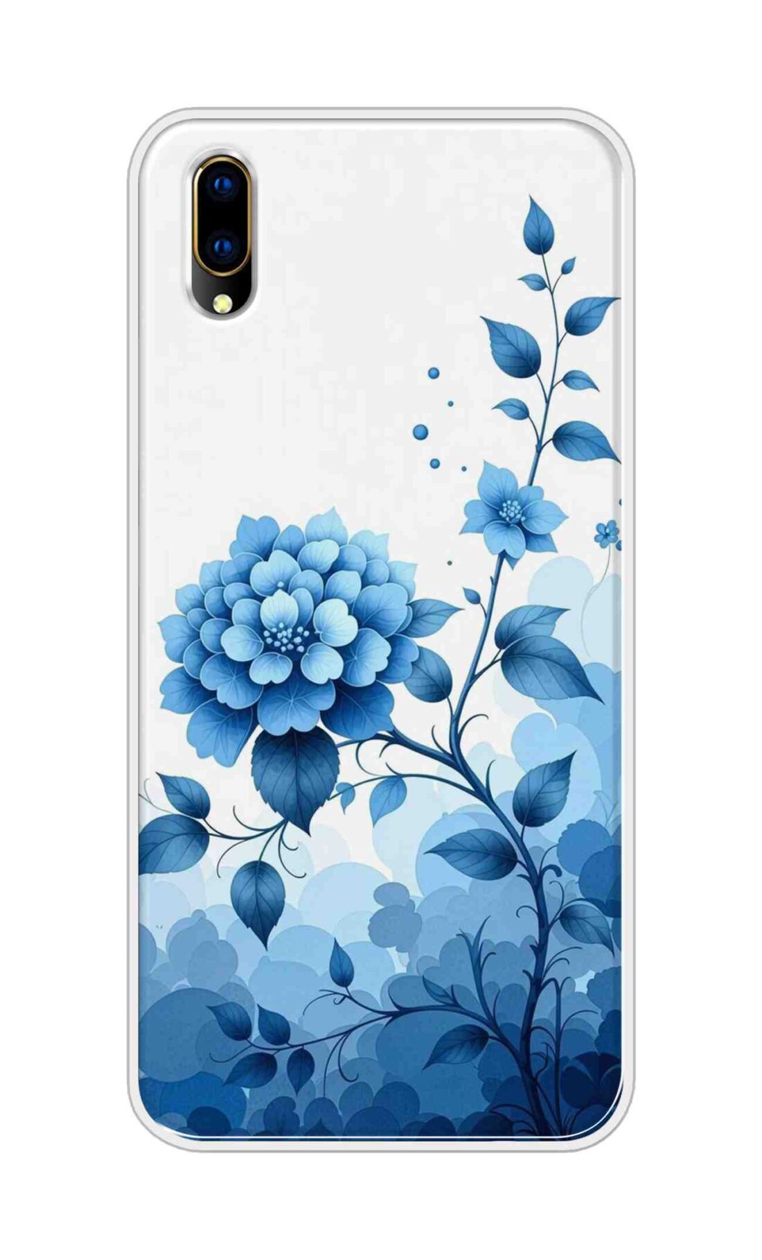 Coberta Back Cover For Vivo V11 Pro Back Cover Stylish Case - Blue Flowers in White Design D16644