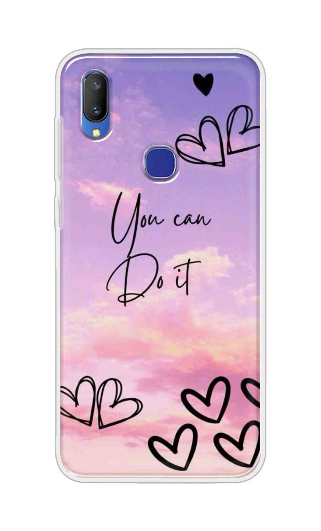 Coberta Back Cover For Vivo V11i Back Cover Stylish Case - You Can Do It and Hearts Design D16539