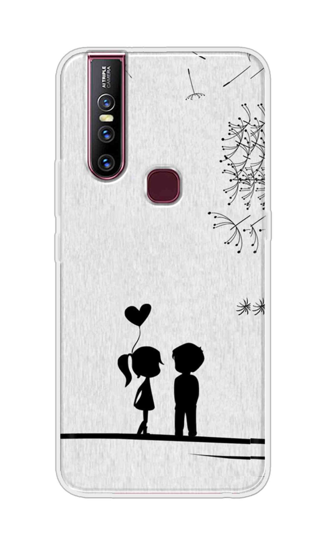 Coberta Back Cover For Vivo V15 Back Cover Stylish Case - Girl and Boy Love in White Design D11018