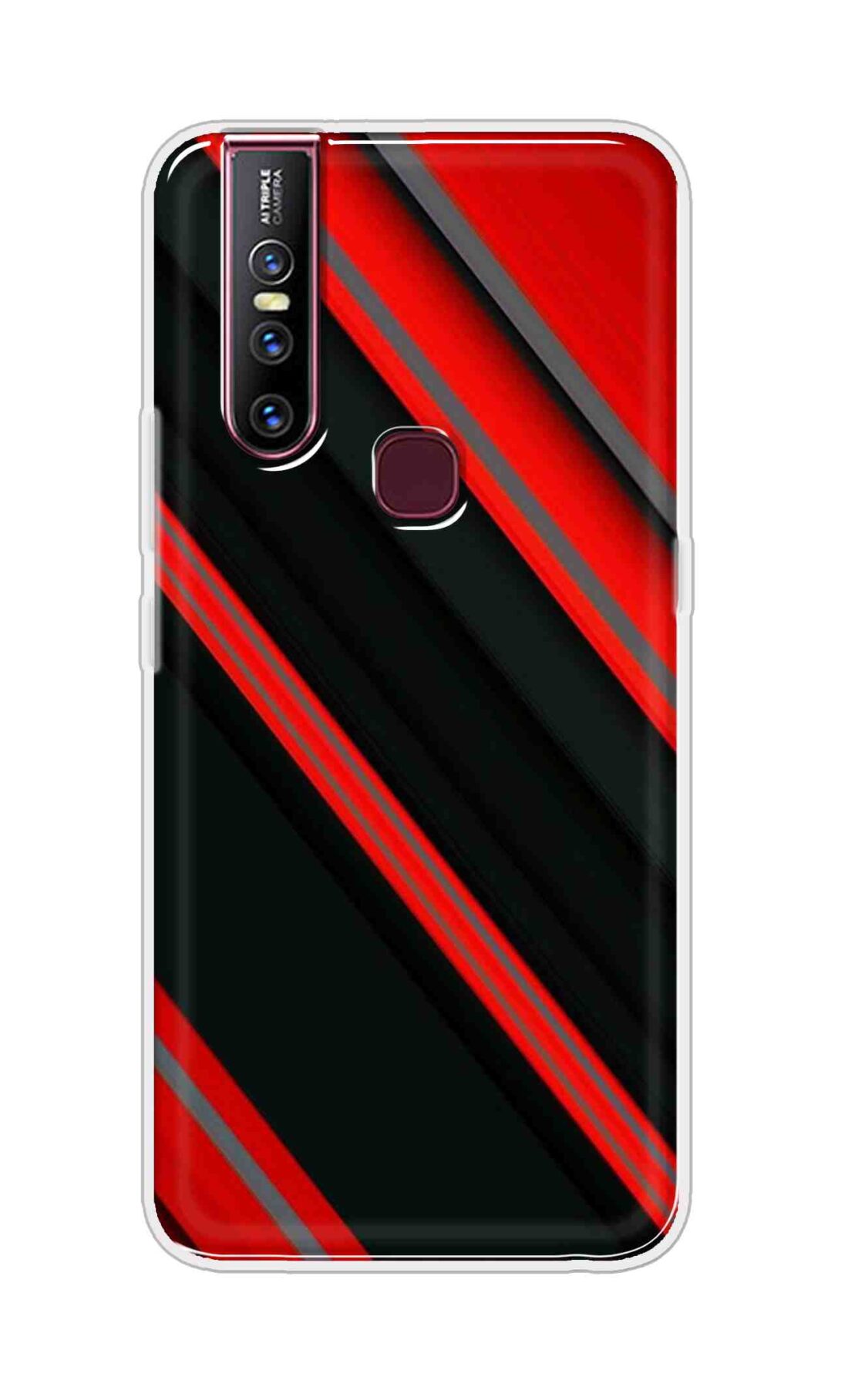 Coberta Back Cover For Vivo V15 Back Cover Stylish Case - Red and Black 3D Pattern Design D16461